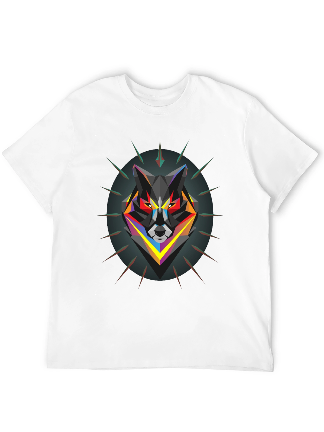 Geometric Wolf Graphic Black T-Shirt