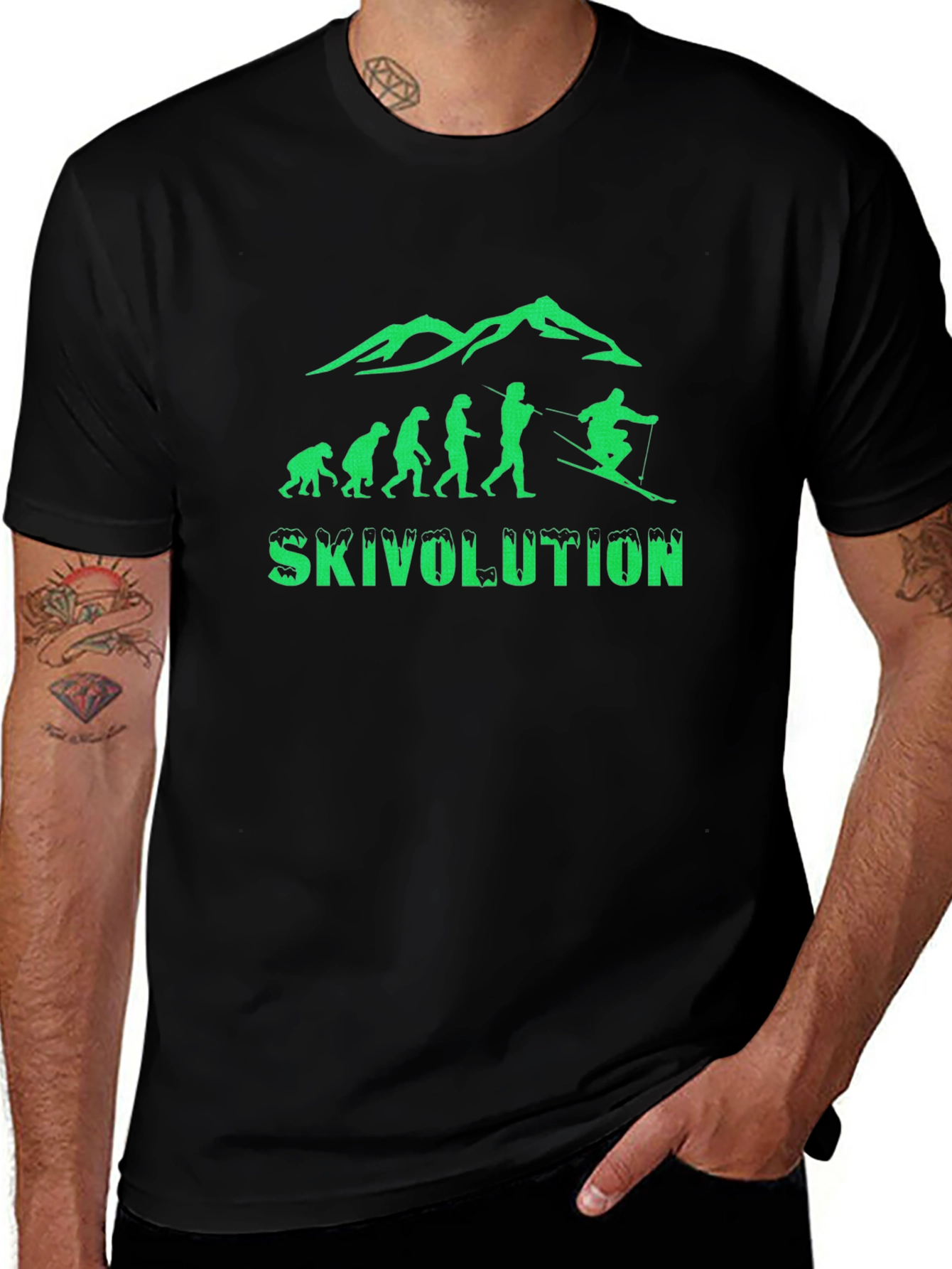 Skivolution Black T-Shirt - Ski Evolution Design