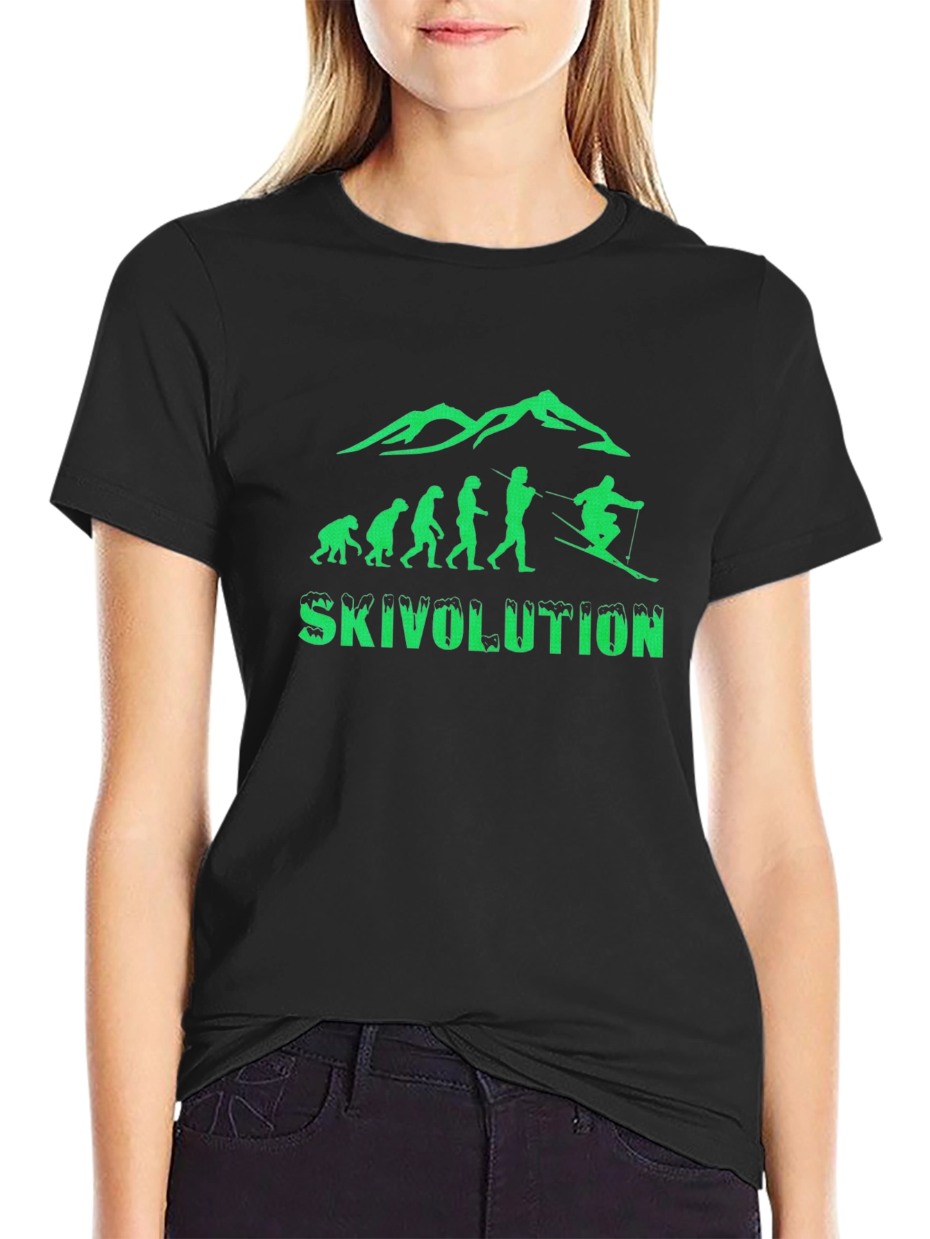 Skivolution Black T-Shirt - Ski Evolution Design