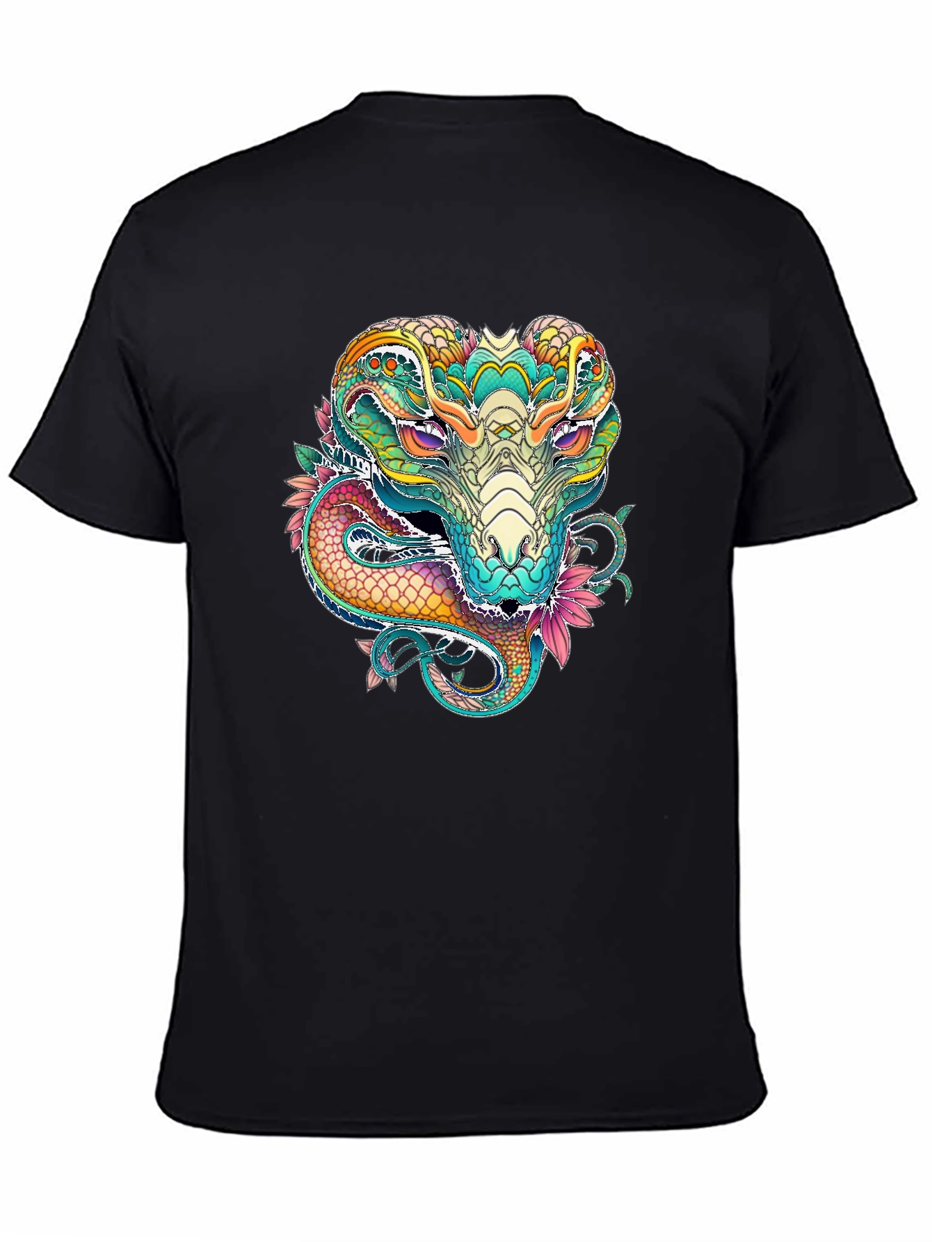 Vibrant Cobra Graphic Print Black T-Shirt