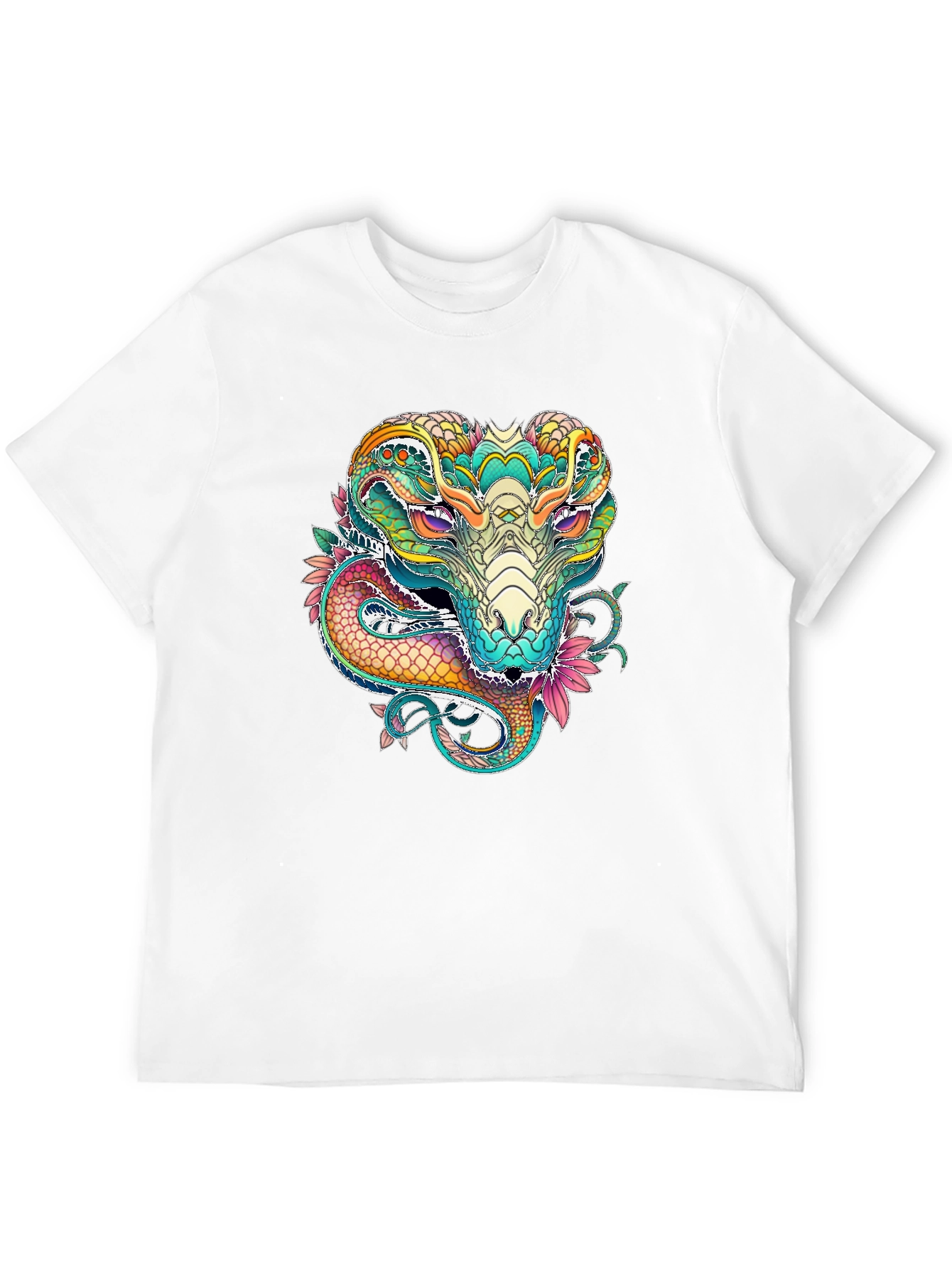 Vibrant Cobra Graphic Print Black T-Shirt