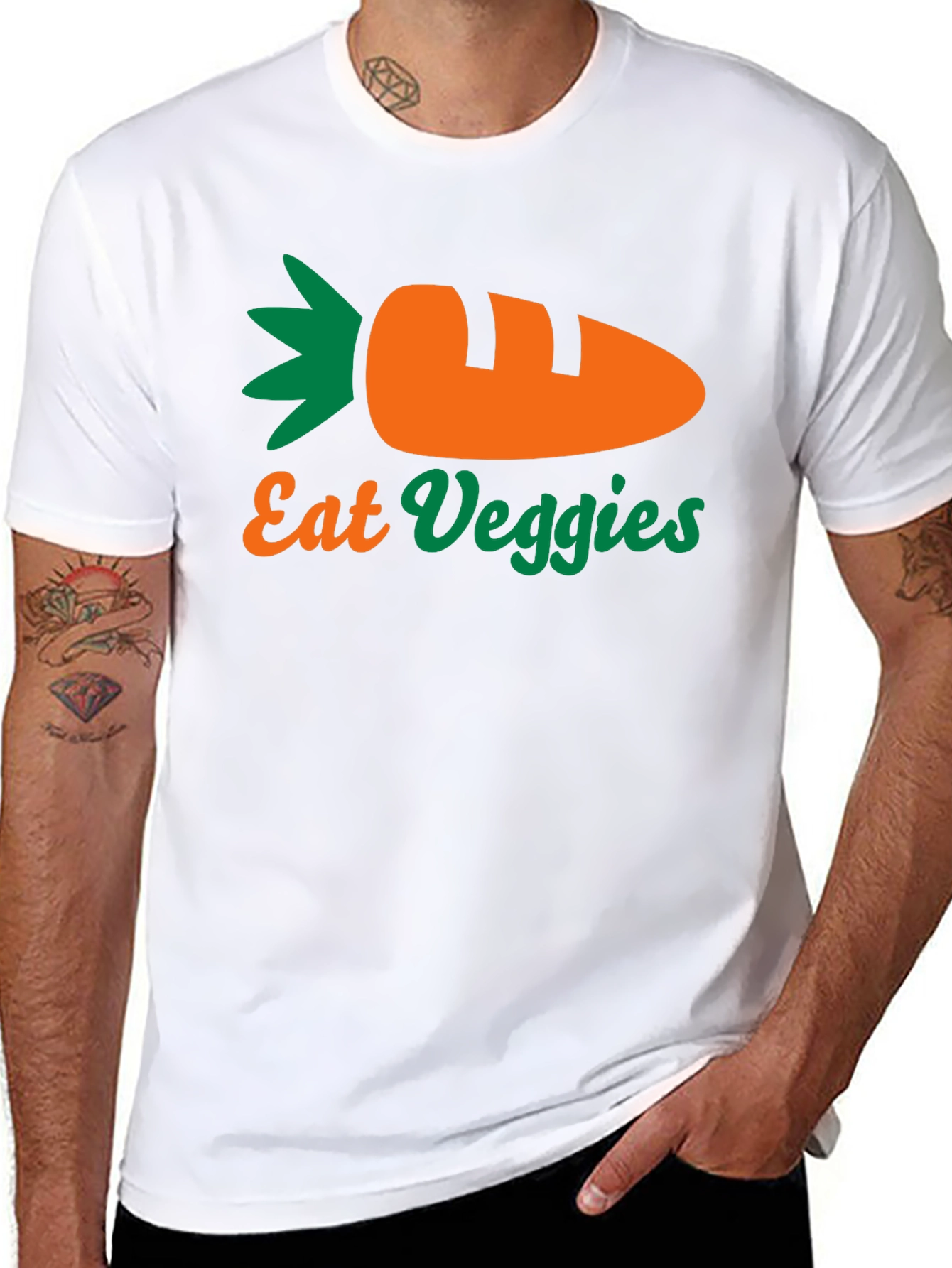 Eat Veggies T-Shirt - Black Carrot Design