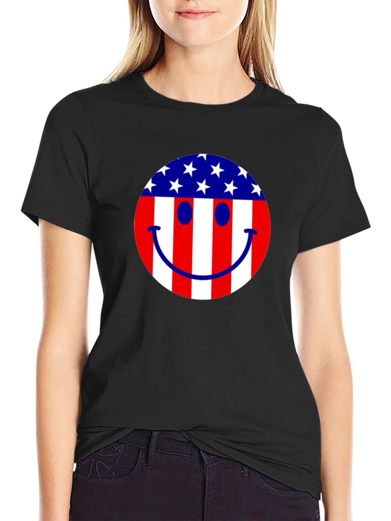 American Flag Smiley Face T-Shirt