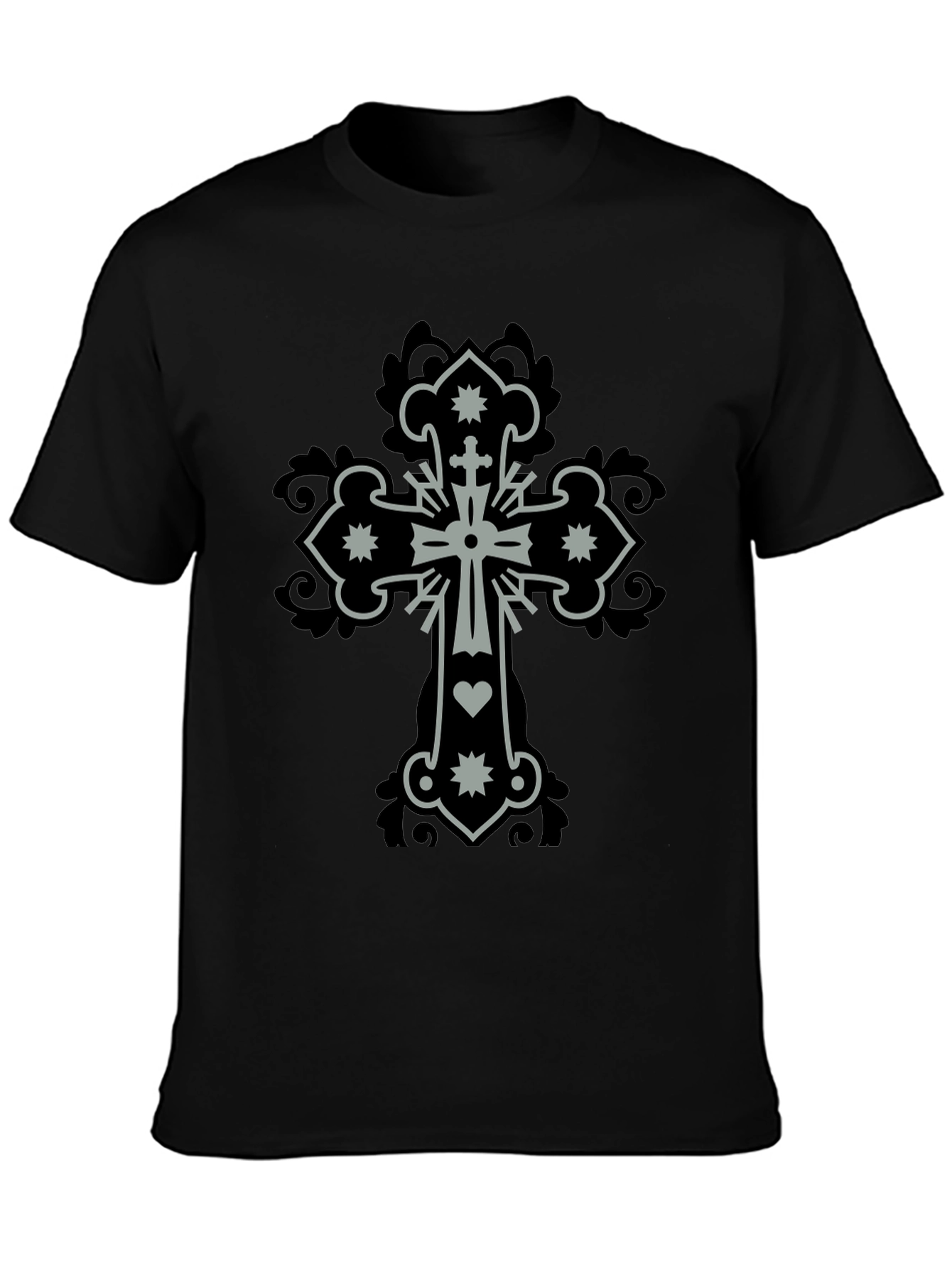 Cross Graphic Print Mens Black T-Shirt