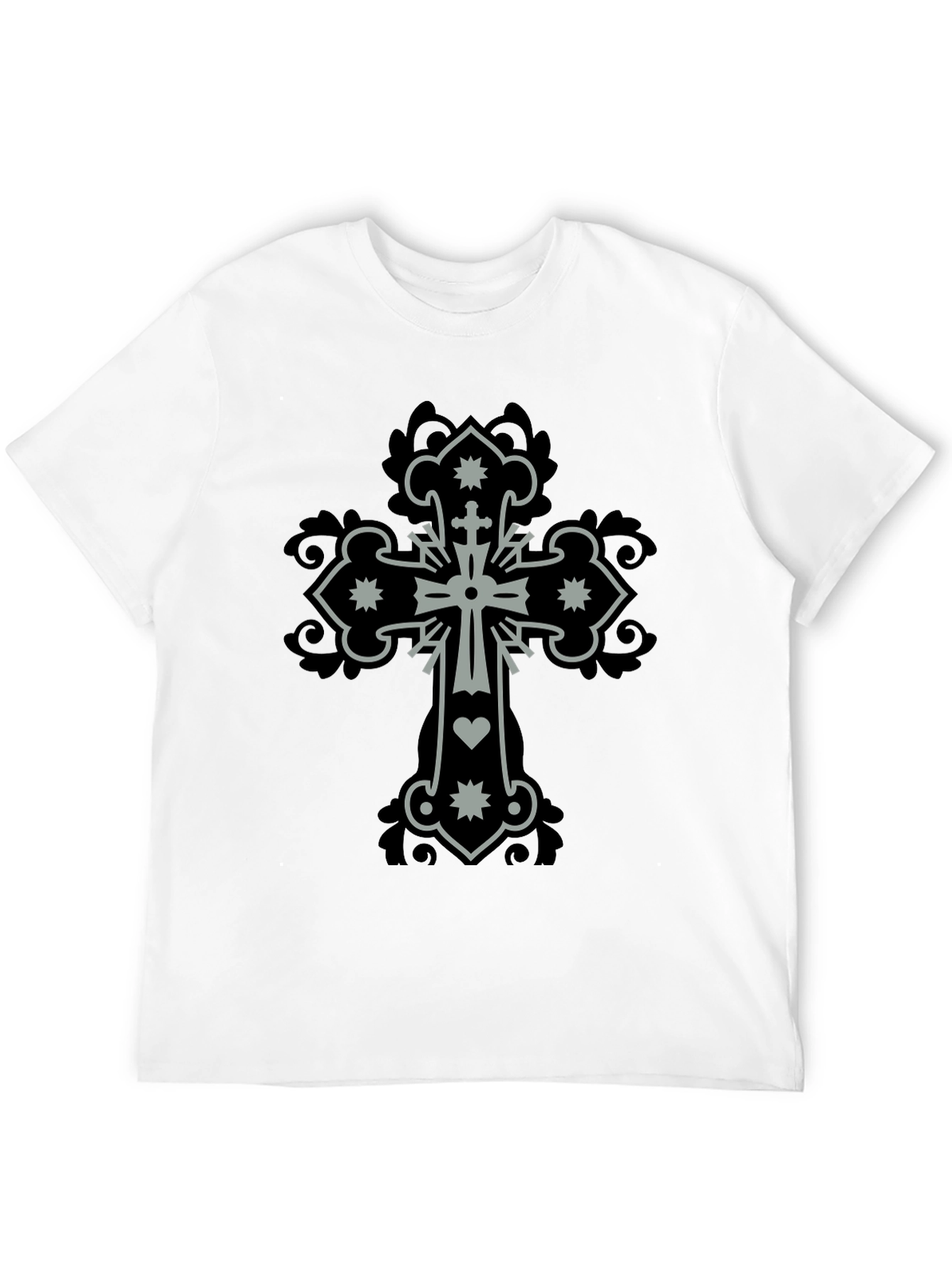 Cross Graphic Print Mens Black T-Shirt