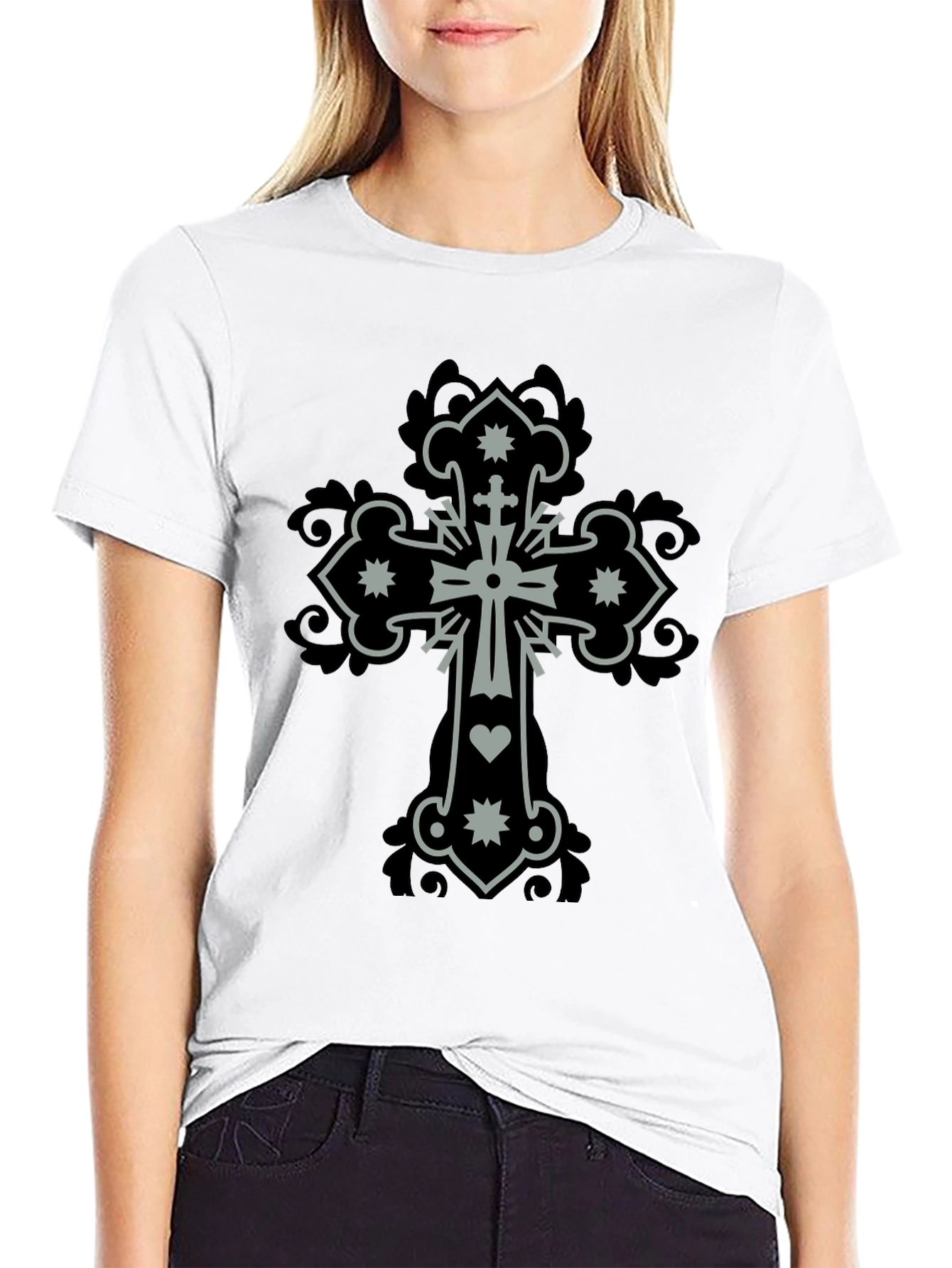 Cross Graphic Print Mens Black T-Shirt