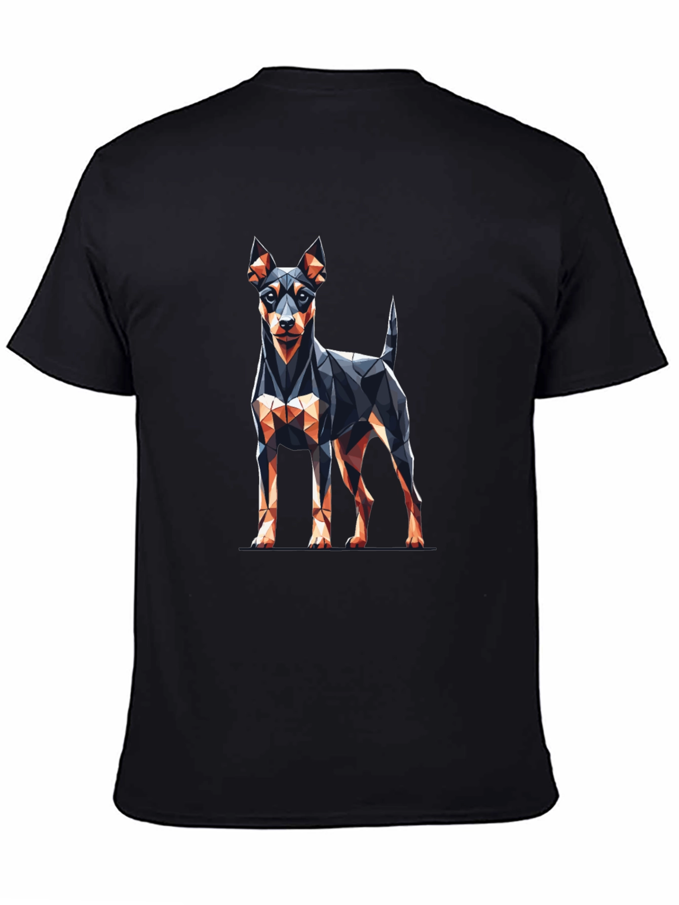 Geometric Dog Graphic Tee - Stylish Black T-Shirt