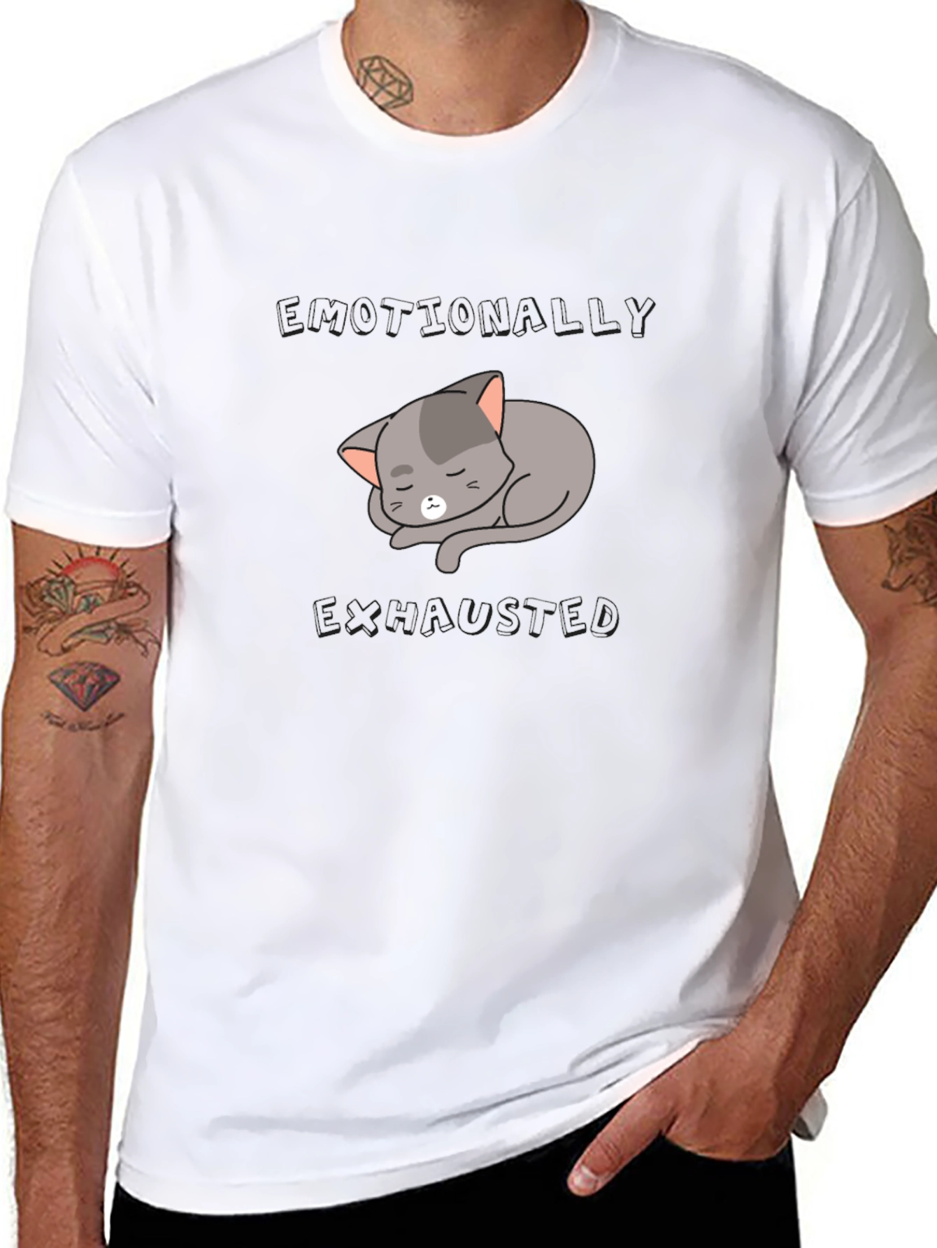 Sleeping Cat Graphic Tee - Soft Cotton Blend