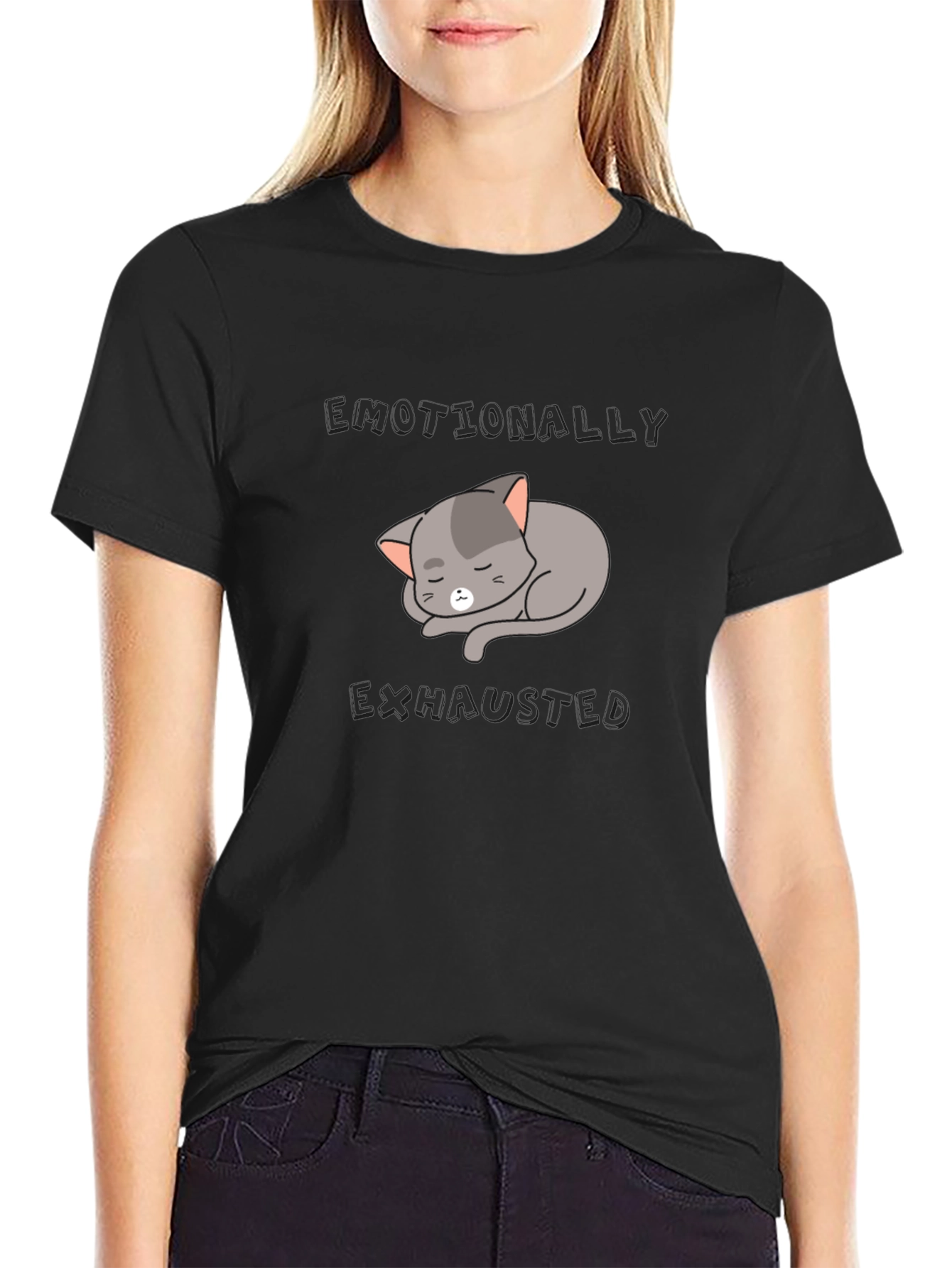 Sleeping Cat Graphic Tee - Soft Cotton Blend