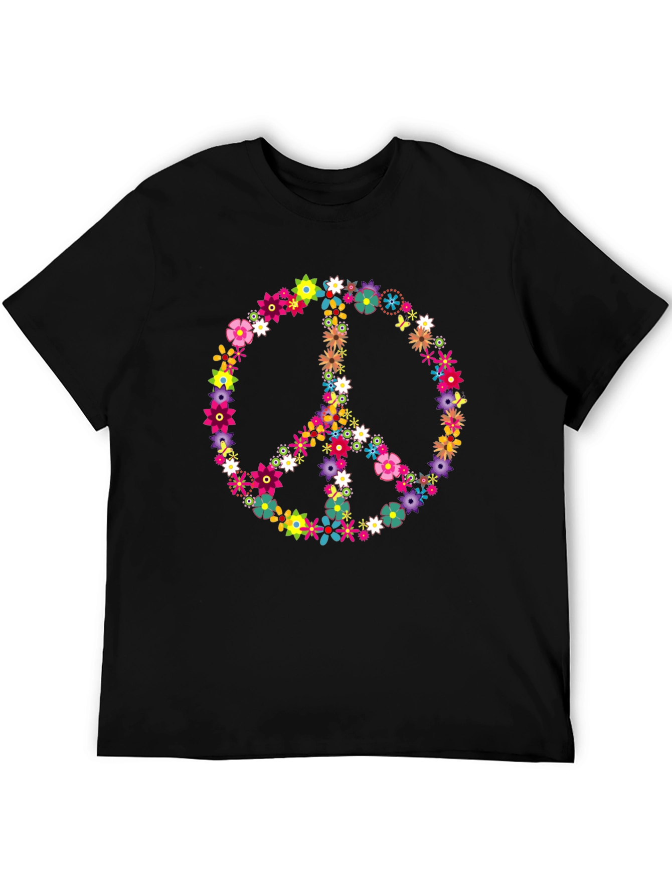 Floral Peace Sign Graphic T-Shirt