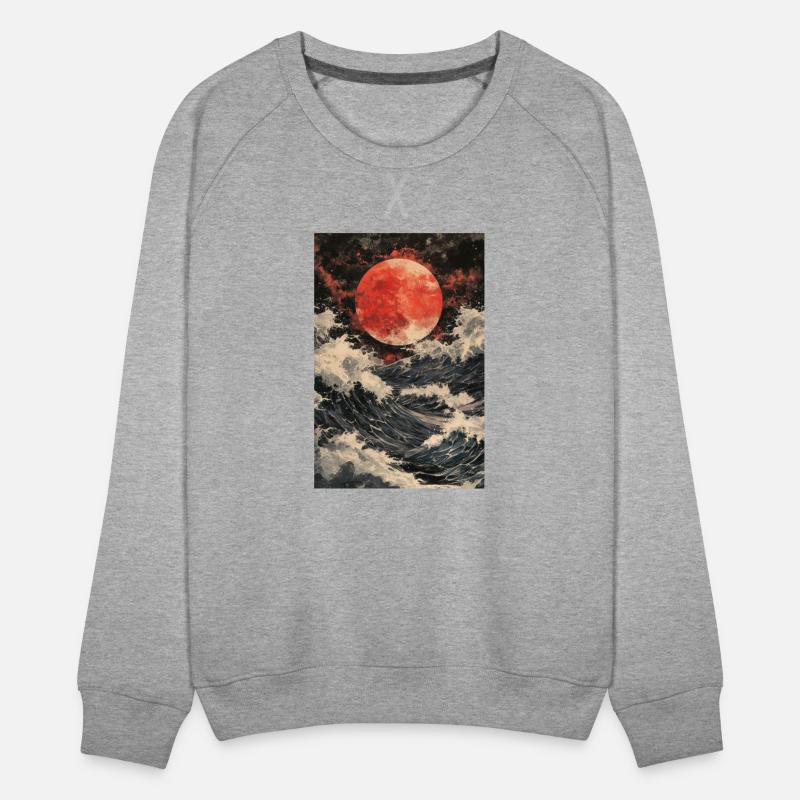 Red Moon Over Stormy Sea