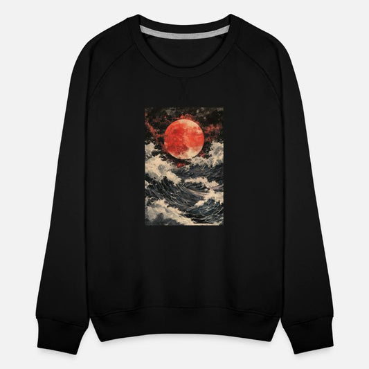 Red Moon Over Stormy Sea