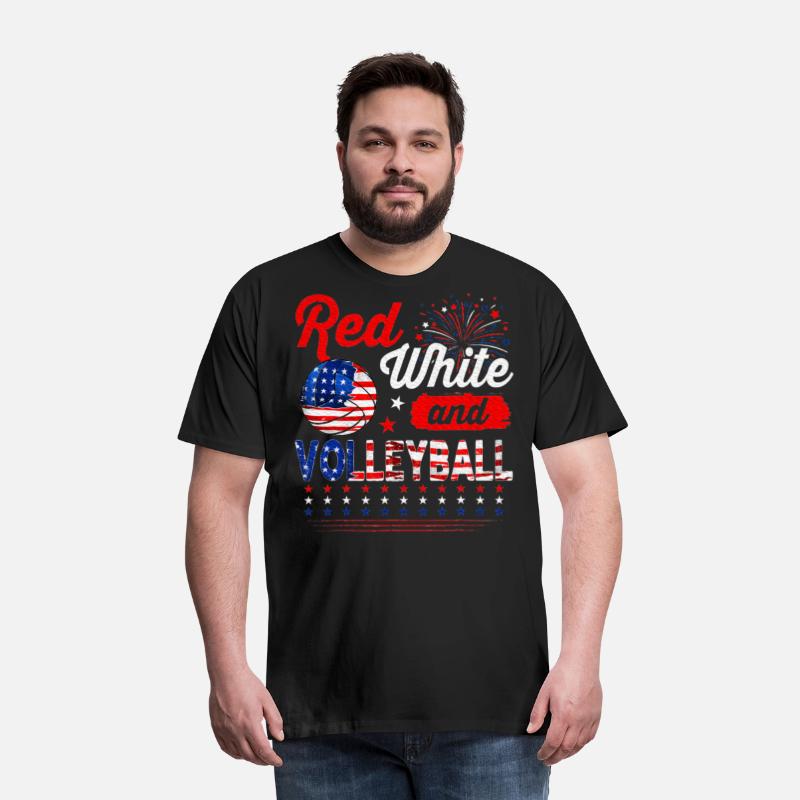 Red White And Volleyball 4th Of July American Flag