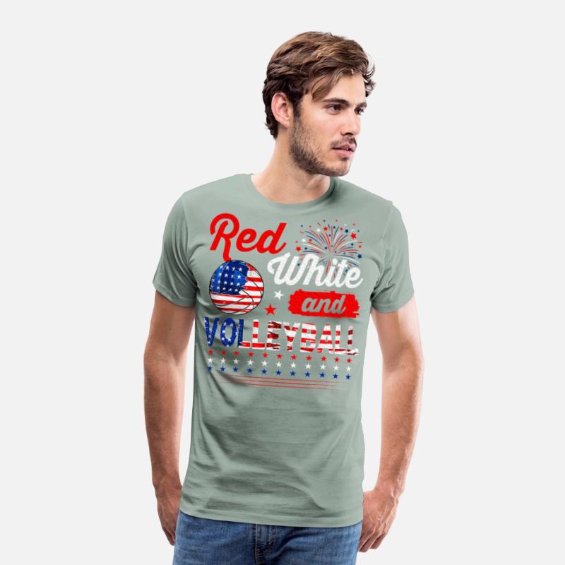 Red White And Volleyball 4th Of July American Flag