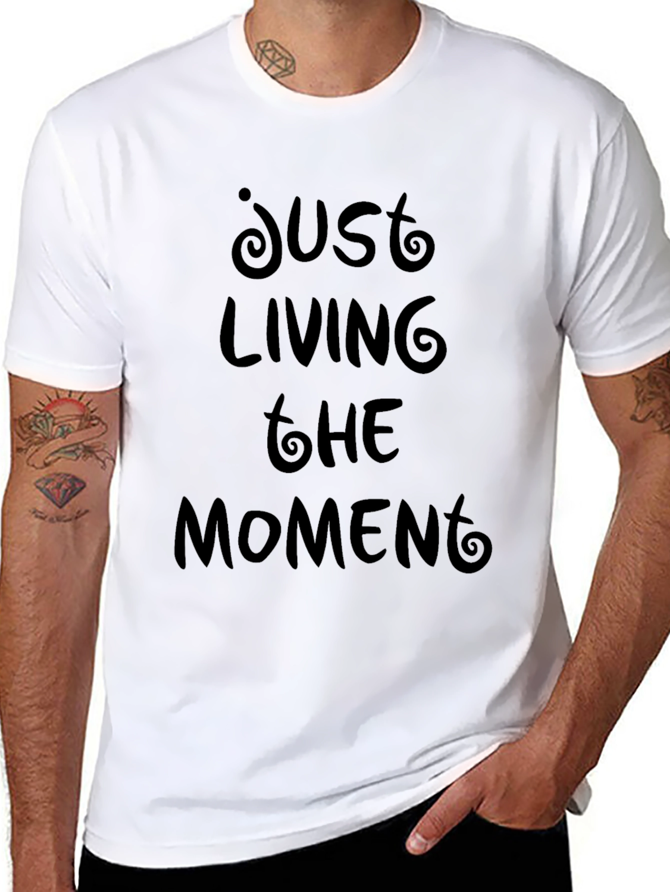 Just Living The Moment Black Graphic Tee