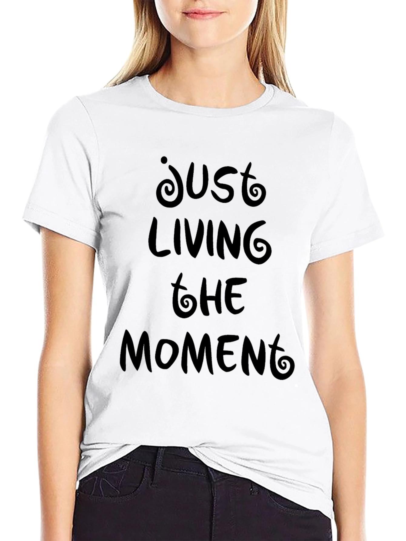 Just Living The Moment Black Graphic Tee