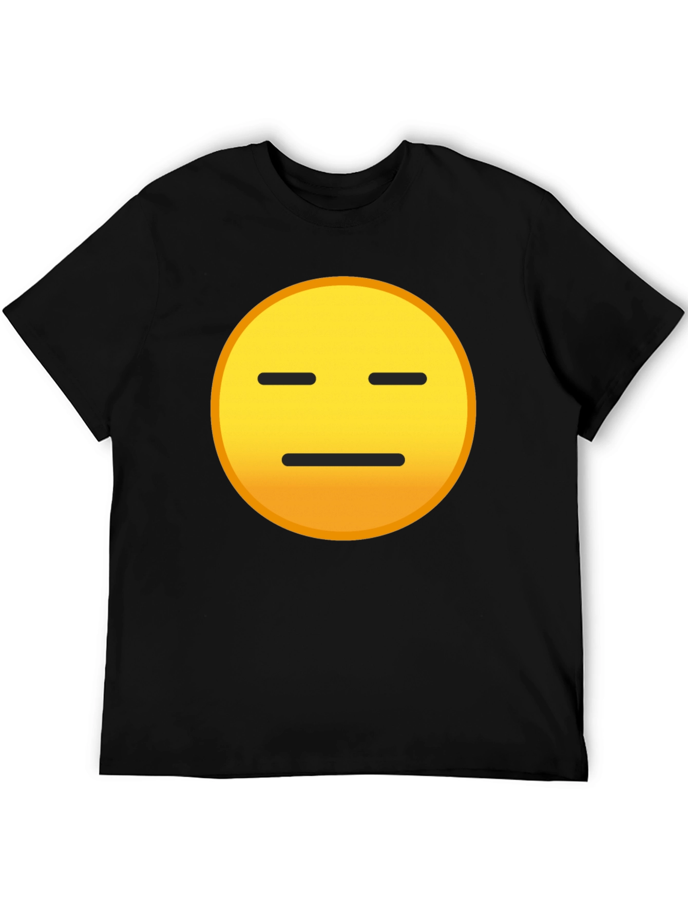 Expressionless Emoji Graphic Tee - Black Cotton Blend
