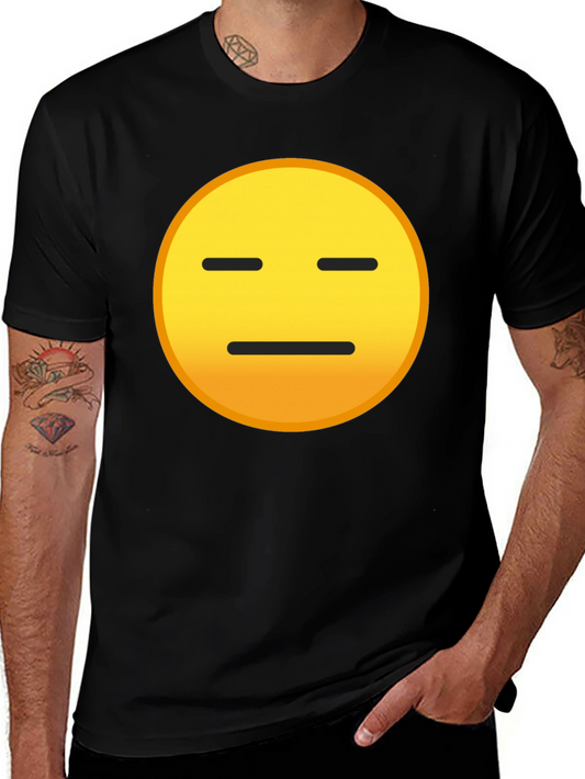 Expressionless Emoji Graphic Tee - Black Cotton Blend