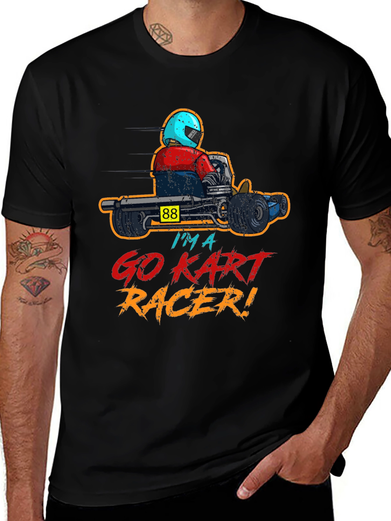Go Kart Racer Graphic T-Shirt - Black Cotton Tee
