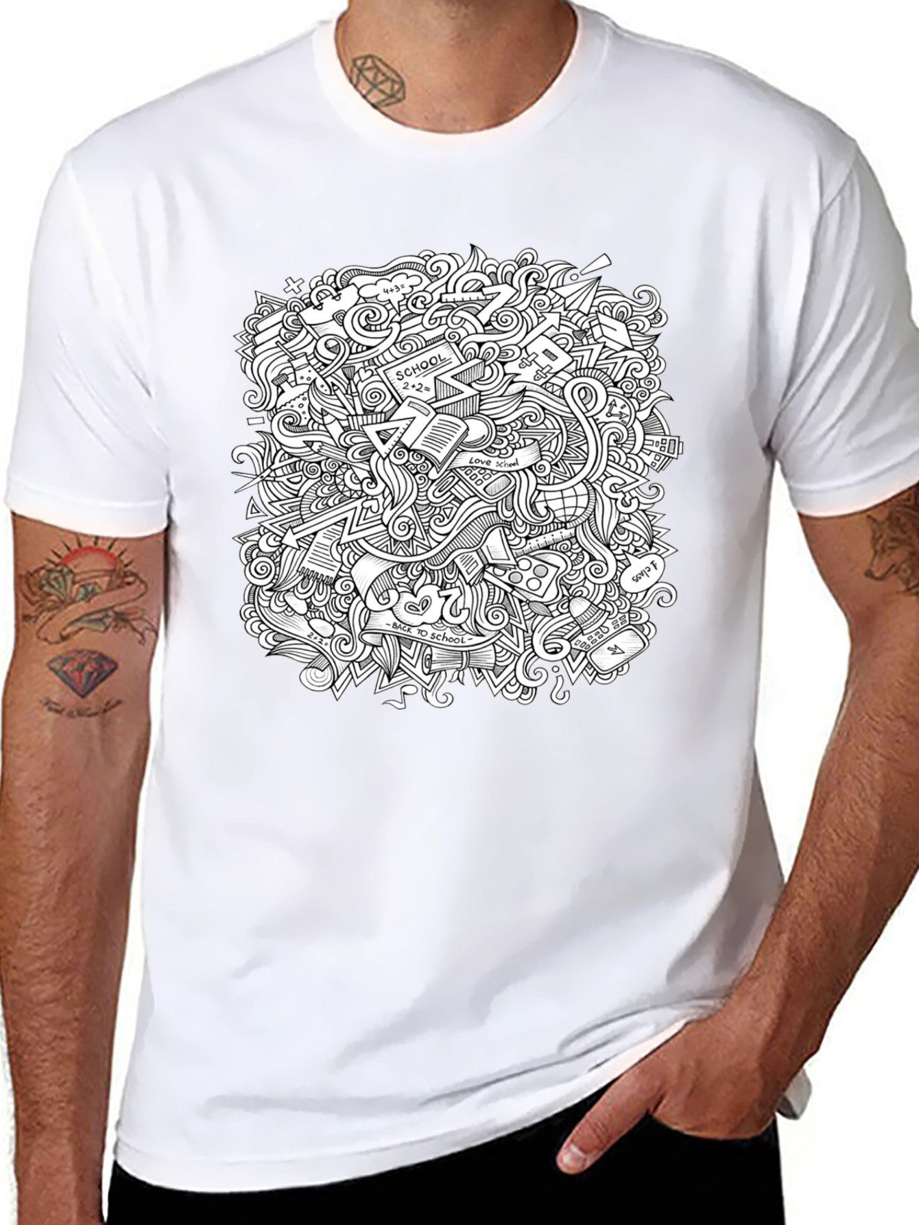 Doodle Art Graphic Tee - Back to School Cool
