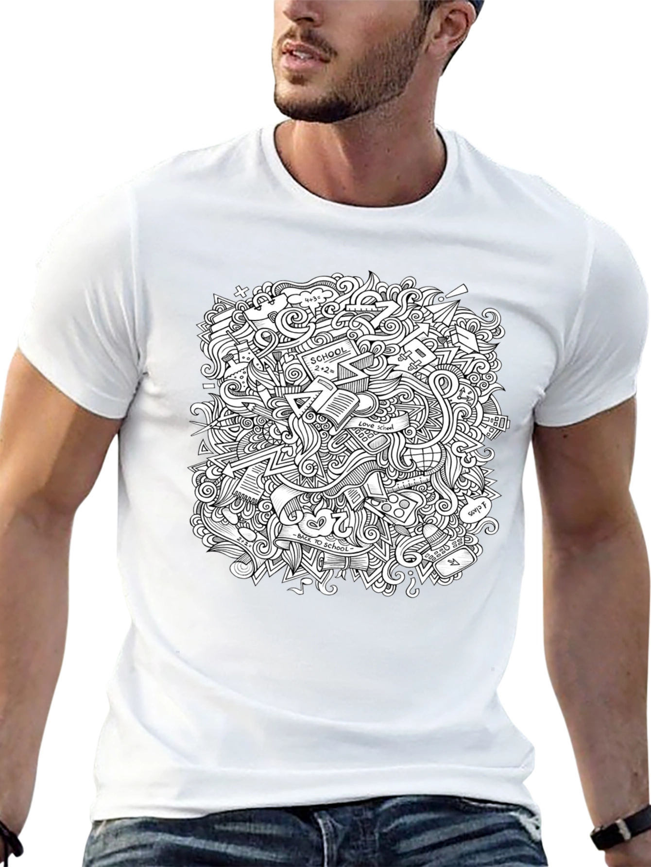 Doodle Art Graphic Tee - Back to School Cool