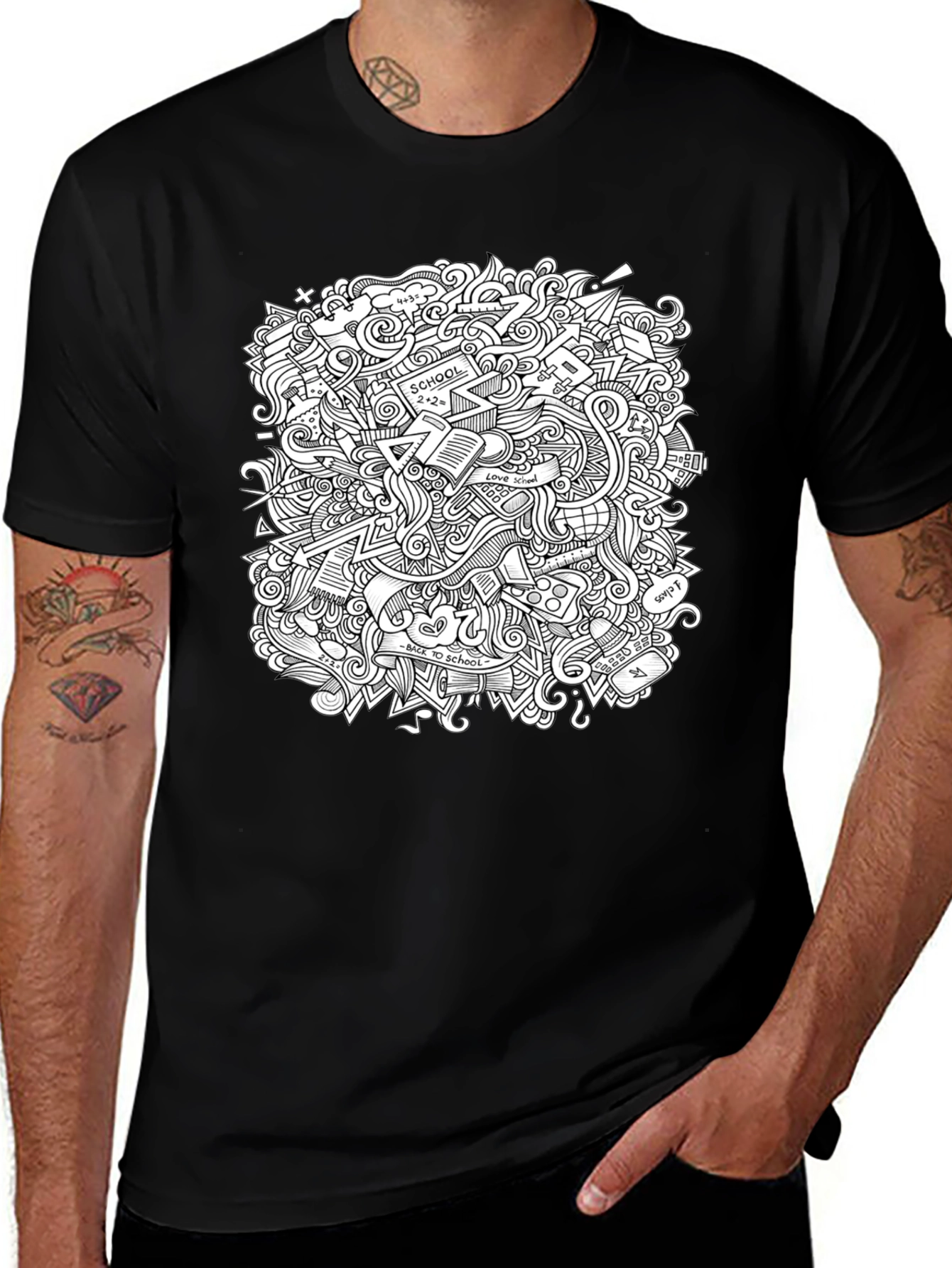 Doodle Art Graphic Tee - Back to School Cool