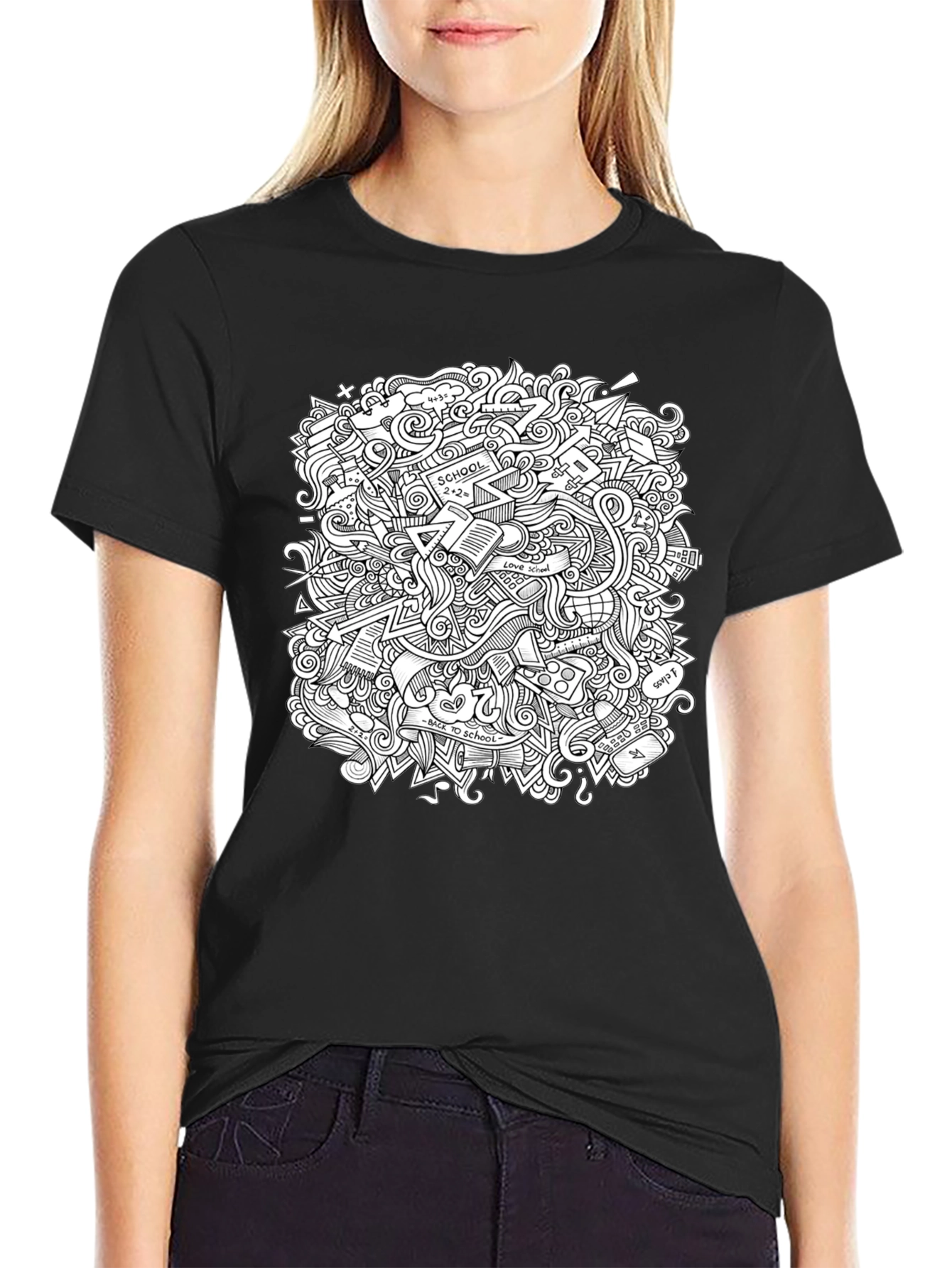Doodle Art Graphic Tee - Back to School Cool