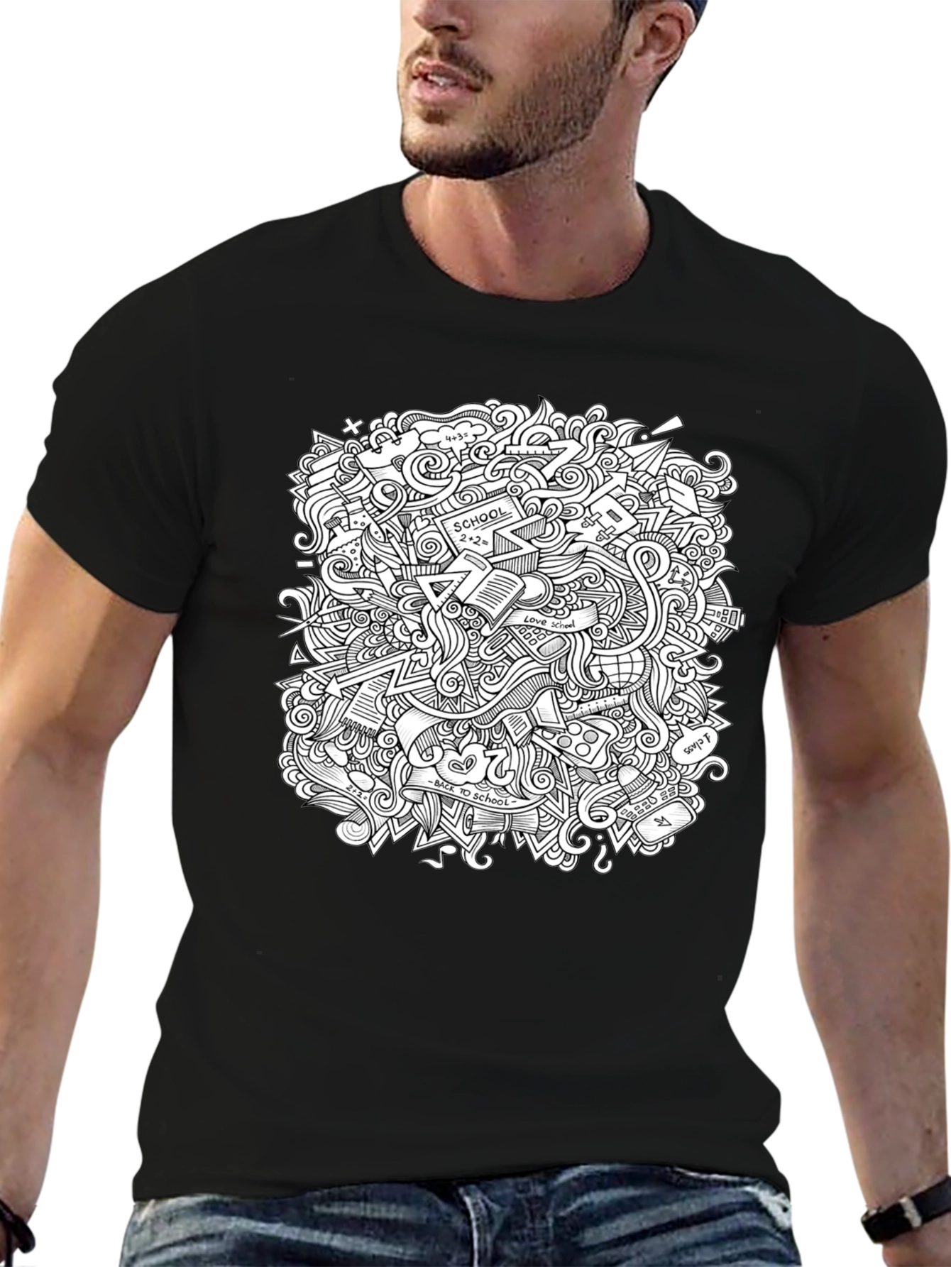 Doodle Art Graphic Tee - Back to School Cool