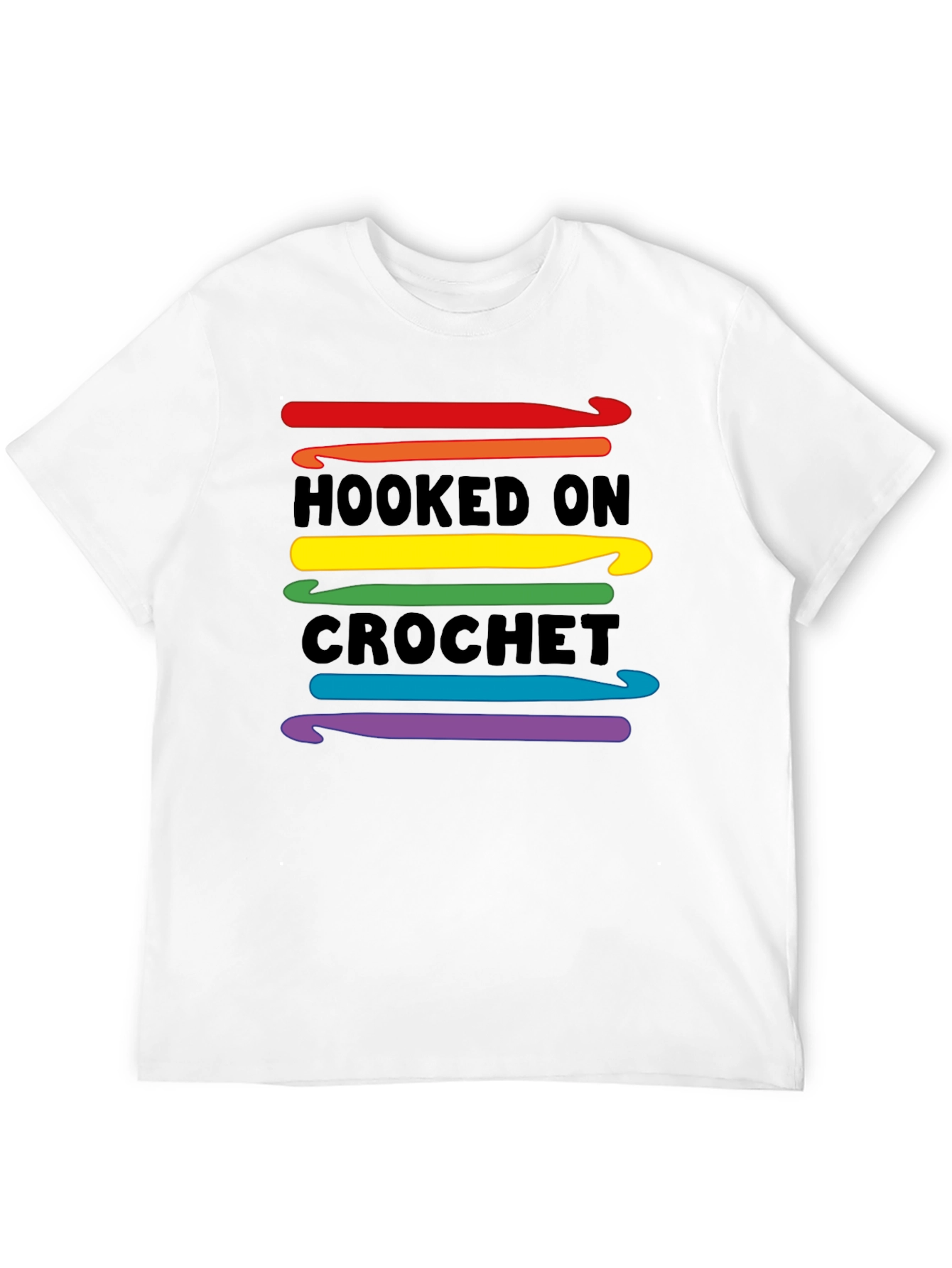 Hooked on Crochet T-Shirt - Rainbow Crochet Hooks