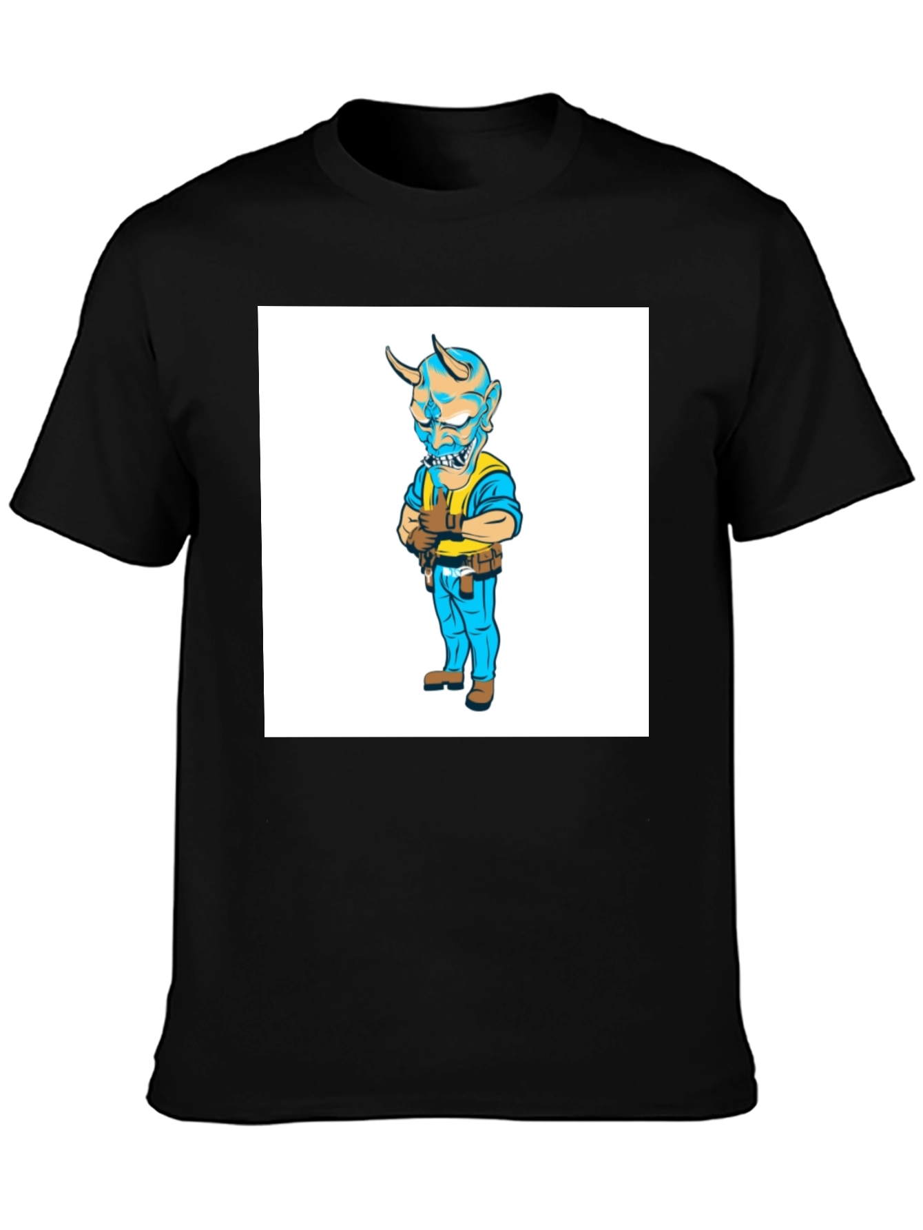 Devil Cartoon Character Black T-Shirt