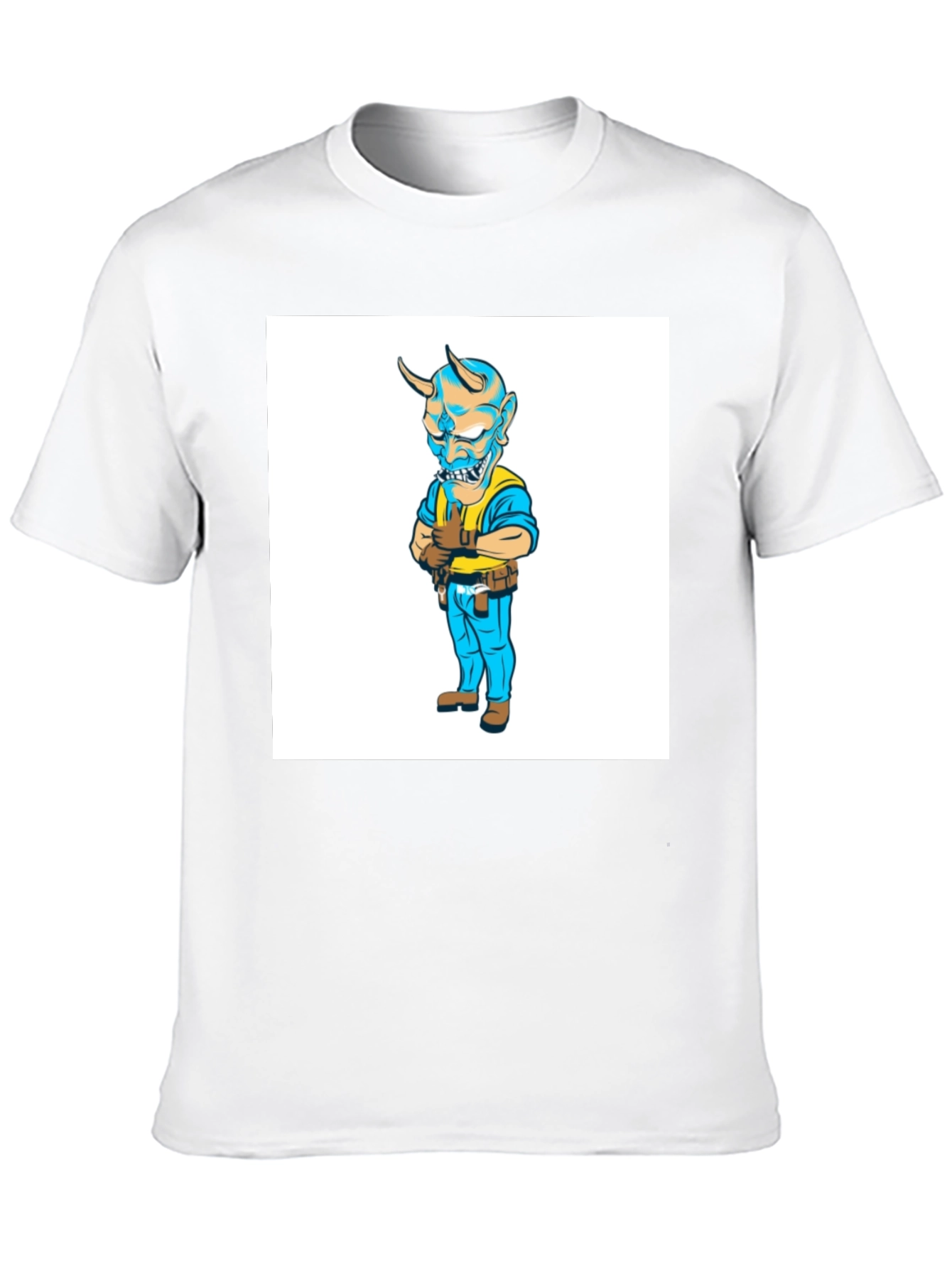 Devil Cartoon Character Black T-Shirt