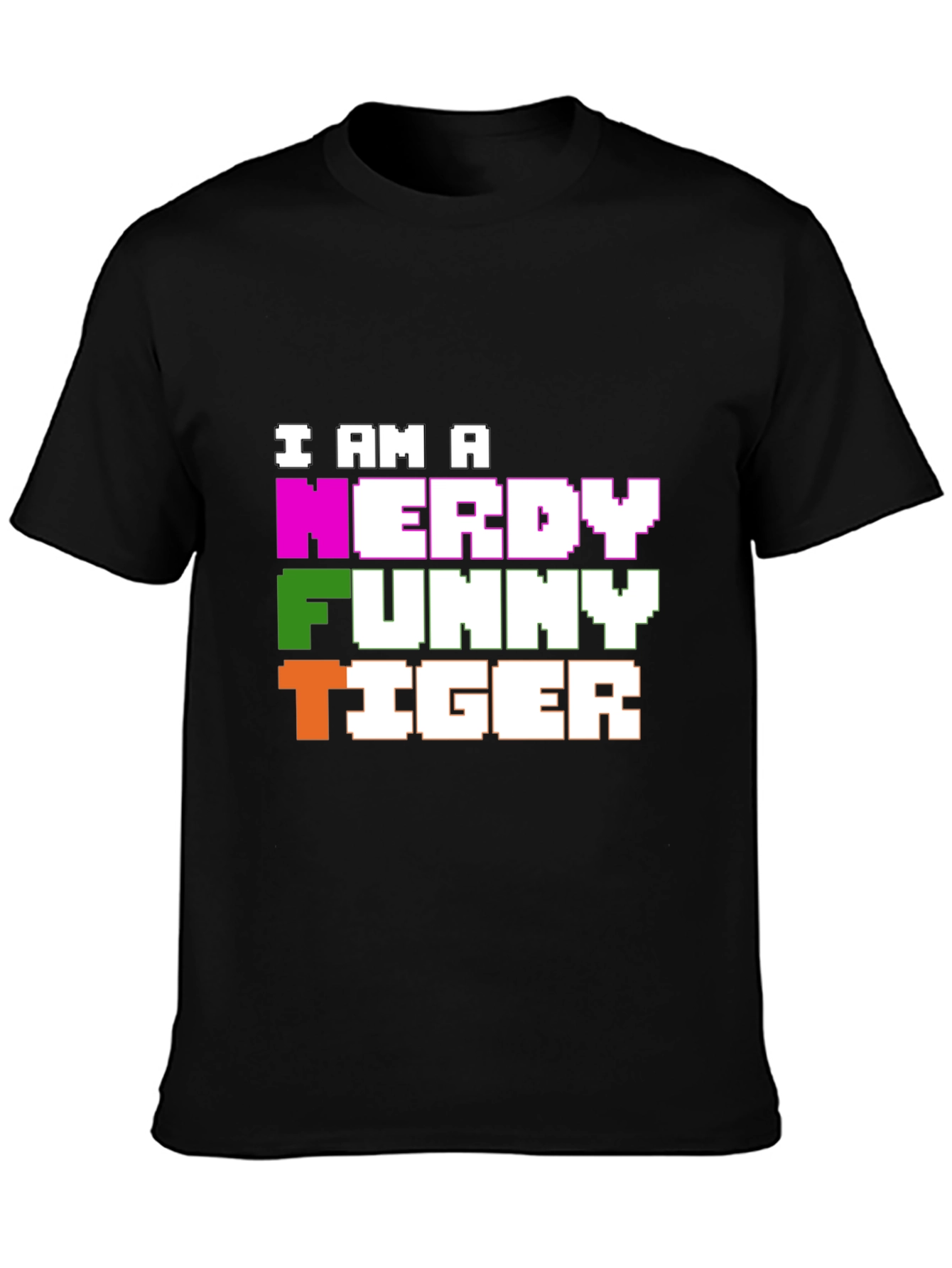 Nerdy Funny Tiger Graphic Tee - Black Cotton T-Shirt