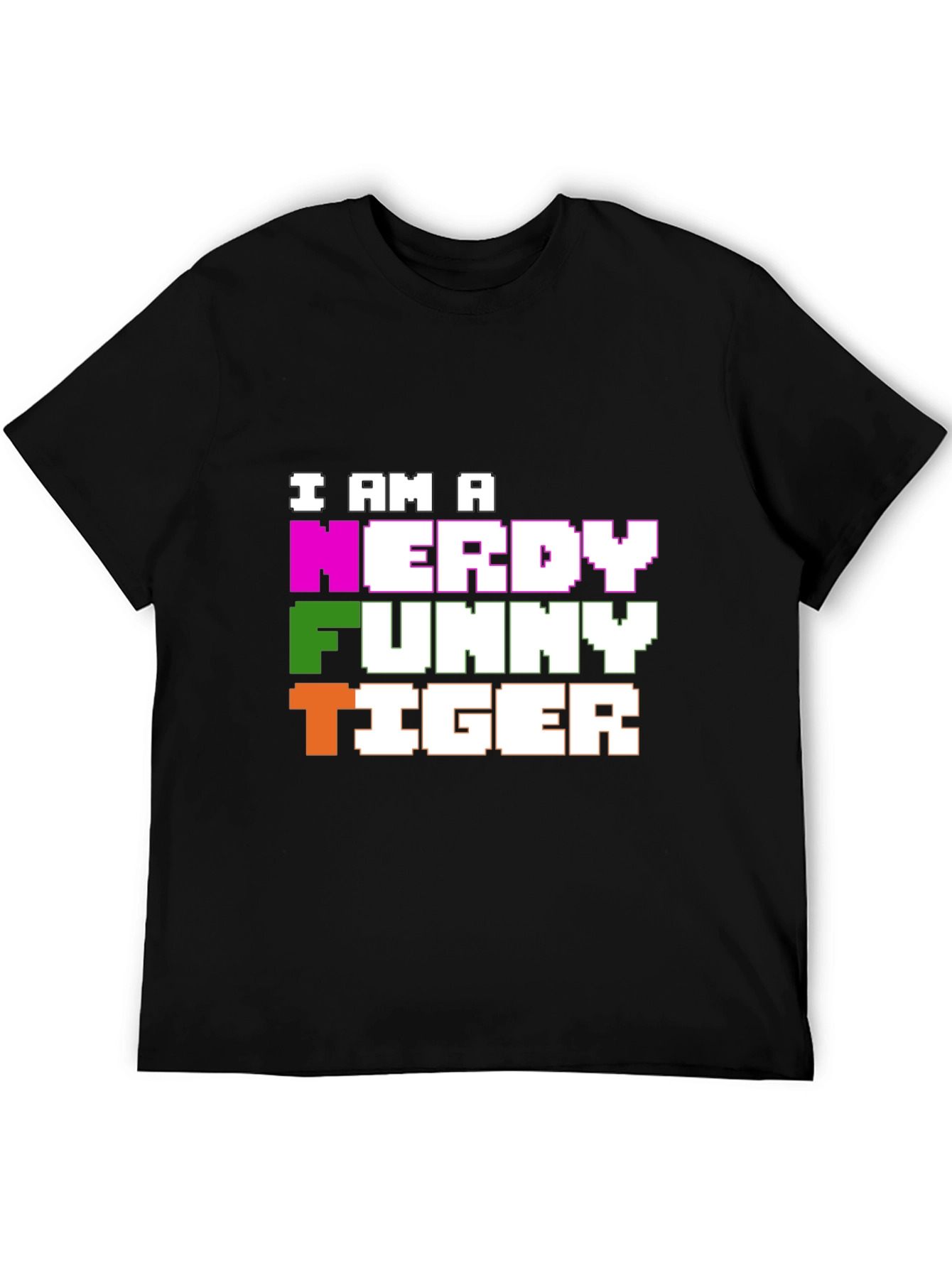 Nerdy Funny Tiger Graphic Tee - Black Cotton T-Shirt