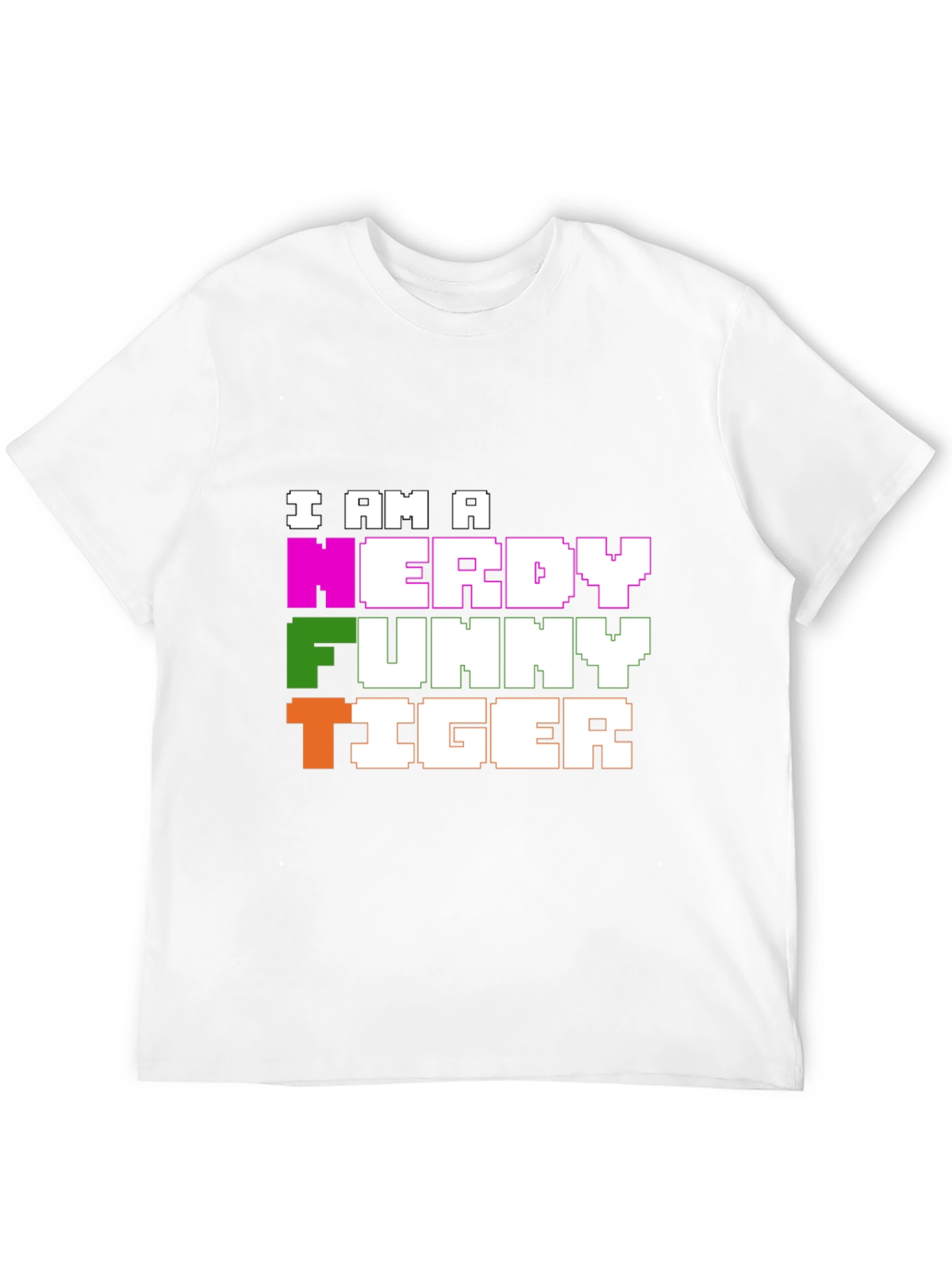 Nerdy Funny Tiger Graphic Tee - Black Cotton T-Shirt