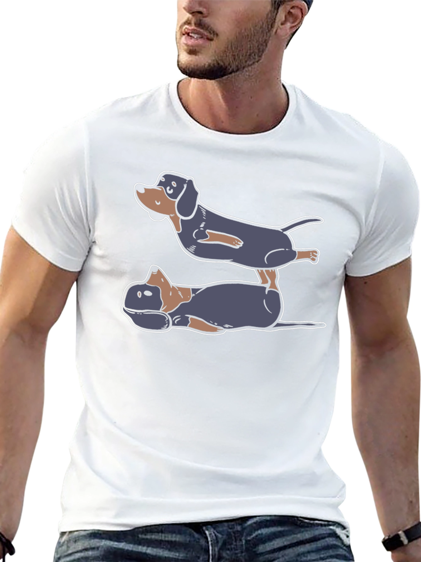 Dachshund Yoga T-Shirt - Black Cotton Tee