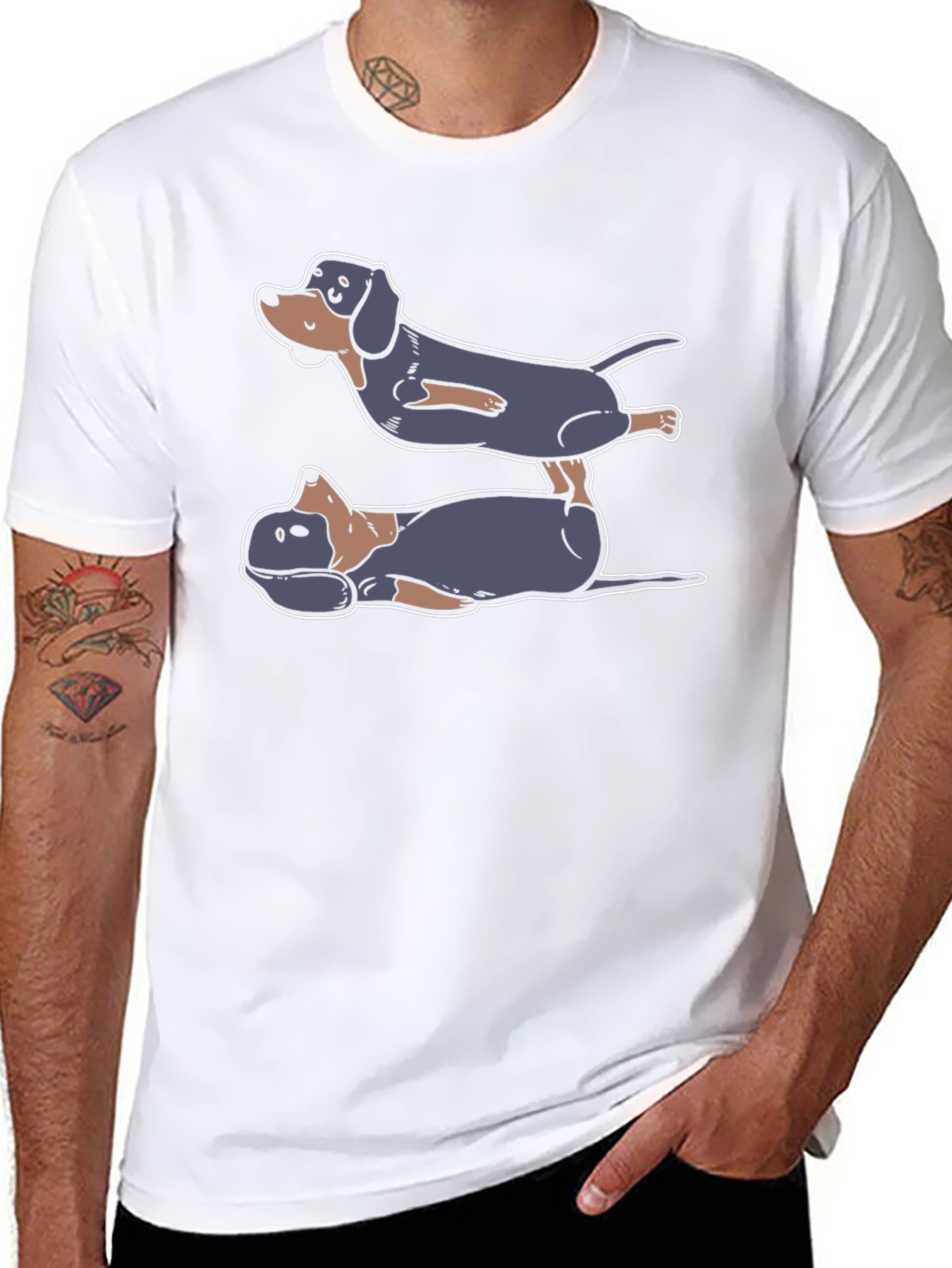 Dachshund Yoga T-Shirt - Black Cotton Tee