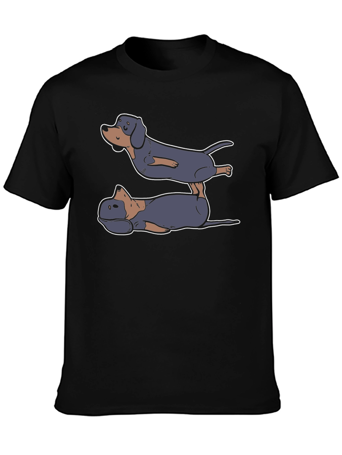 Dachshund Yoga T-Shirt - Black Cotton Tee