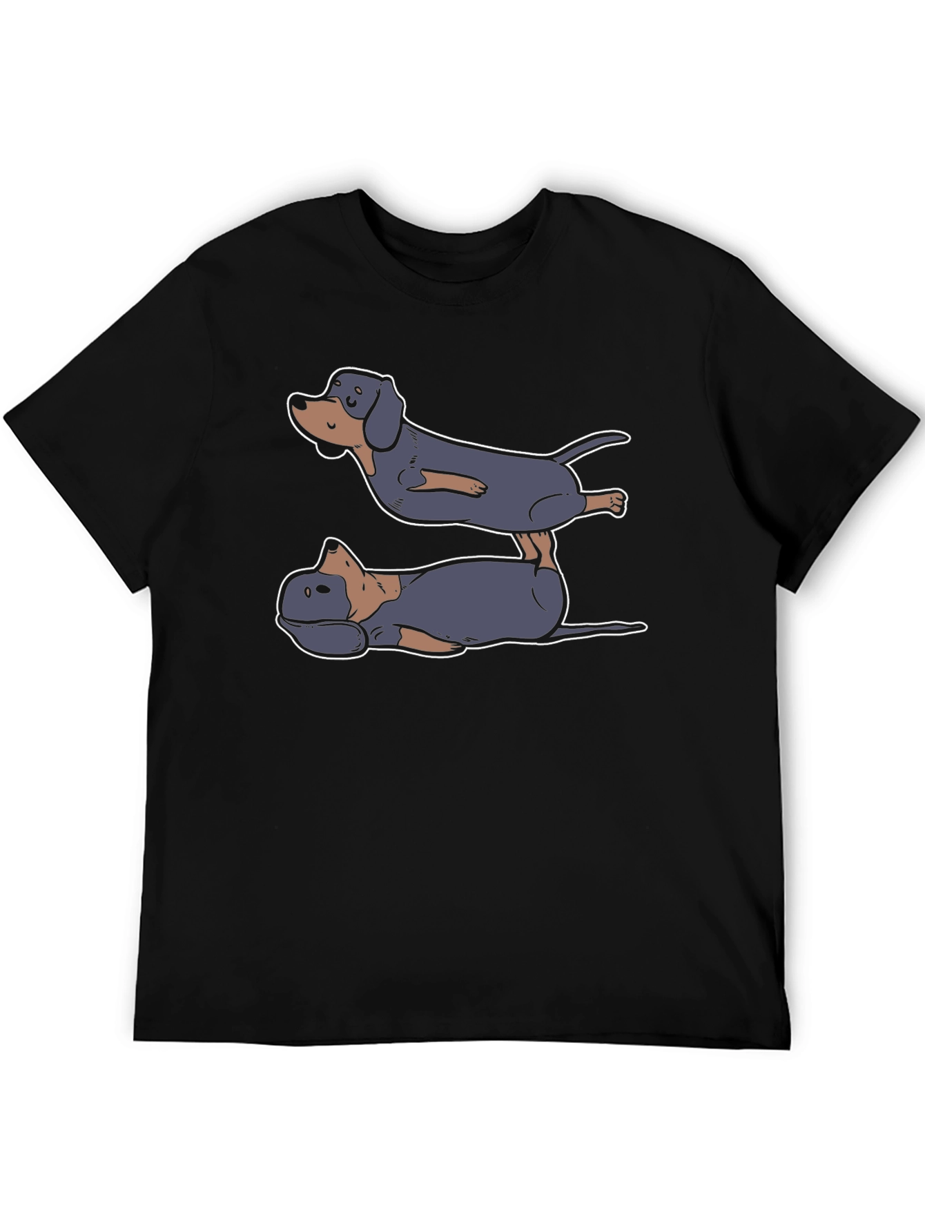 Dachshund Yoga T-Shirt - Black Cotton Tee