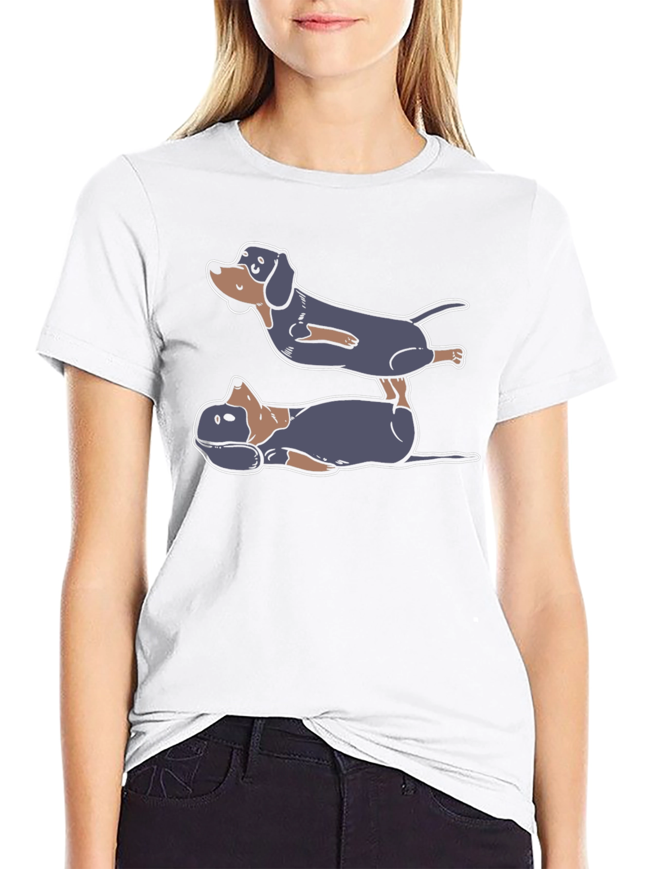 Dachshund Yoga T-Shirt - Black Cotton Tee