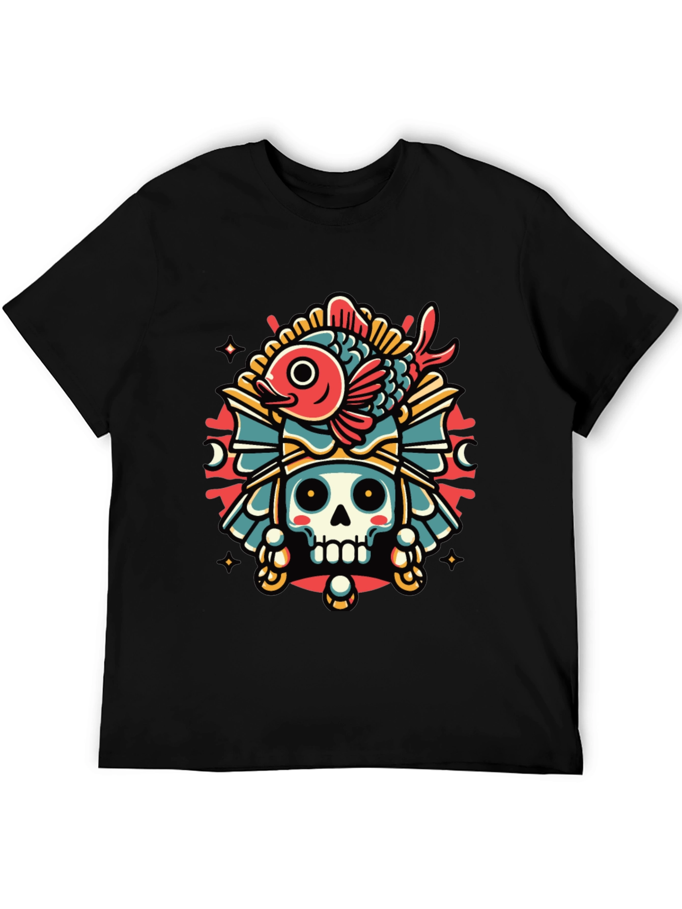 Skull & Fish Graphic Tee - Unique Design