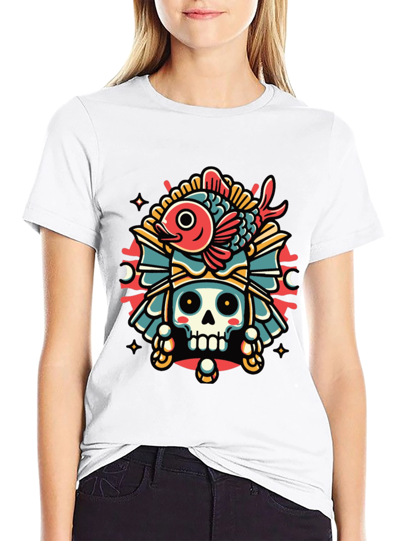 Skull & Fish Graphic Tee - Unique Design