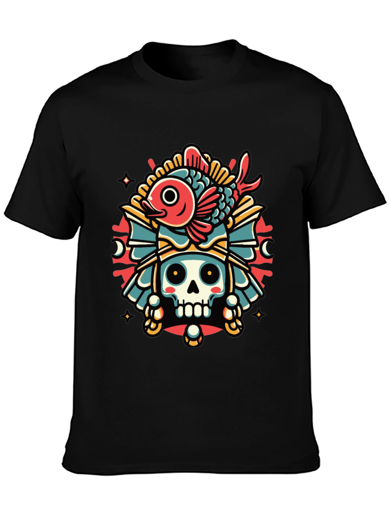 Skull & Fish Graphic Tee - Unique Design