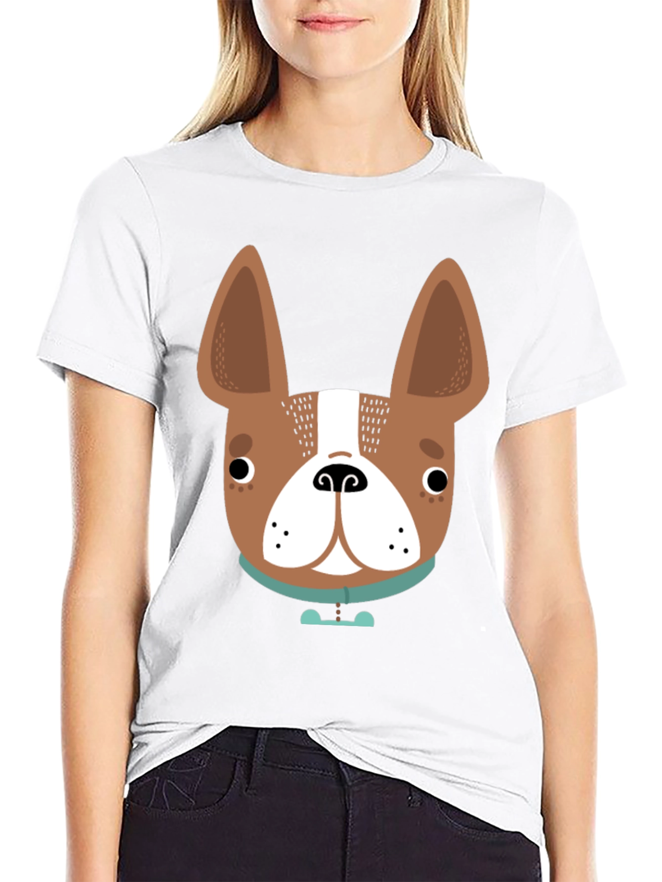 Dog Face Graphic Tee - Black