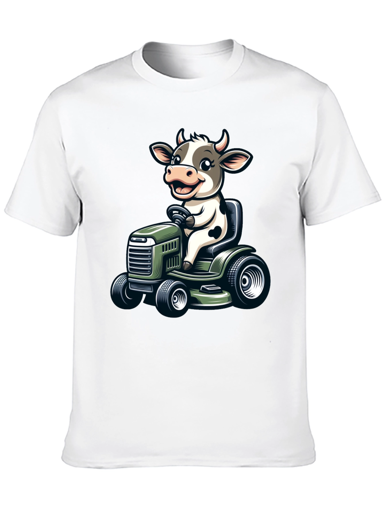 Cow on a Mower T-Shirt - Quirky Graphic Tee