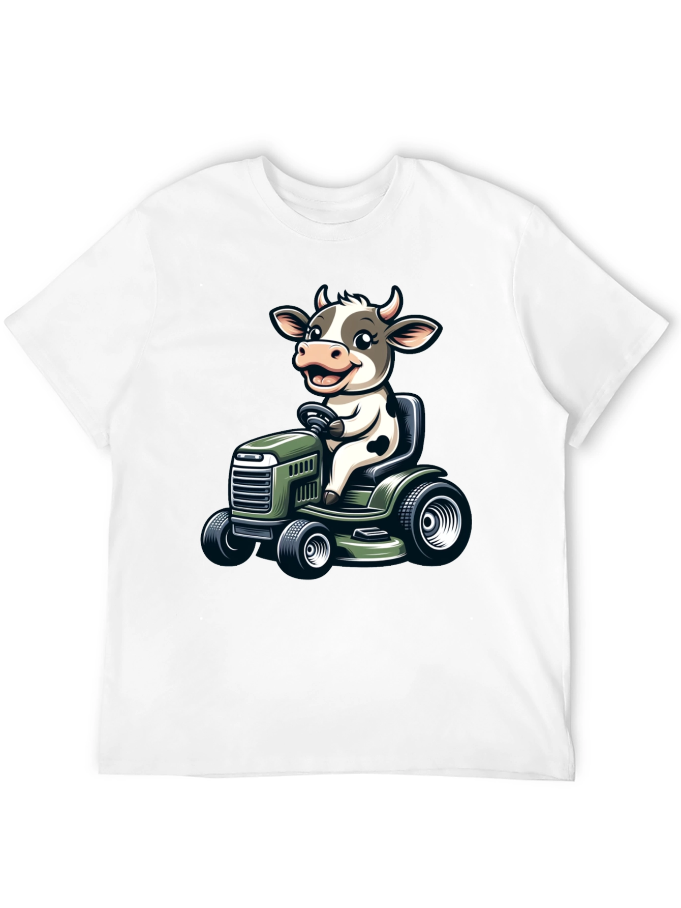 Cow on a Mower T-Shirt - Quirky Graphic Tee