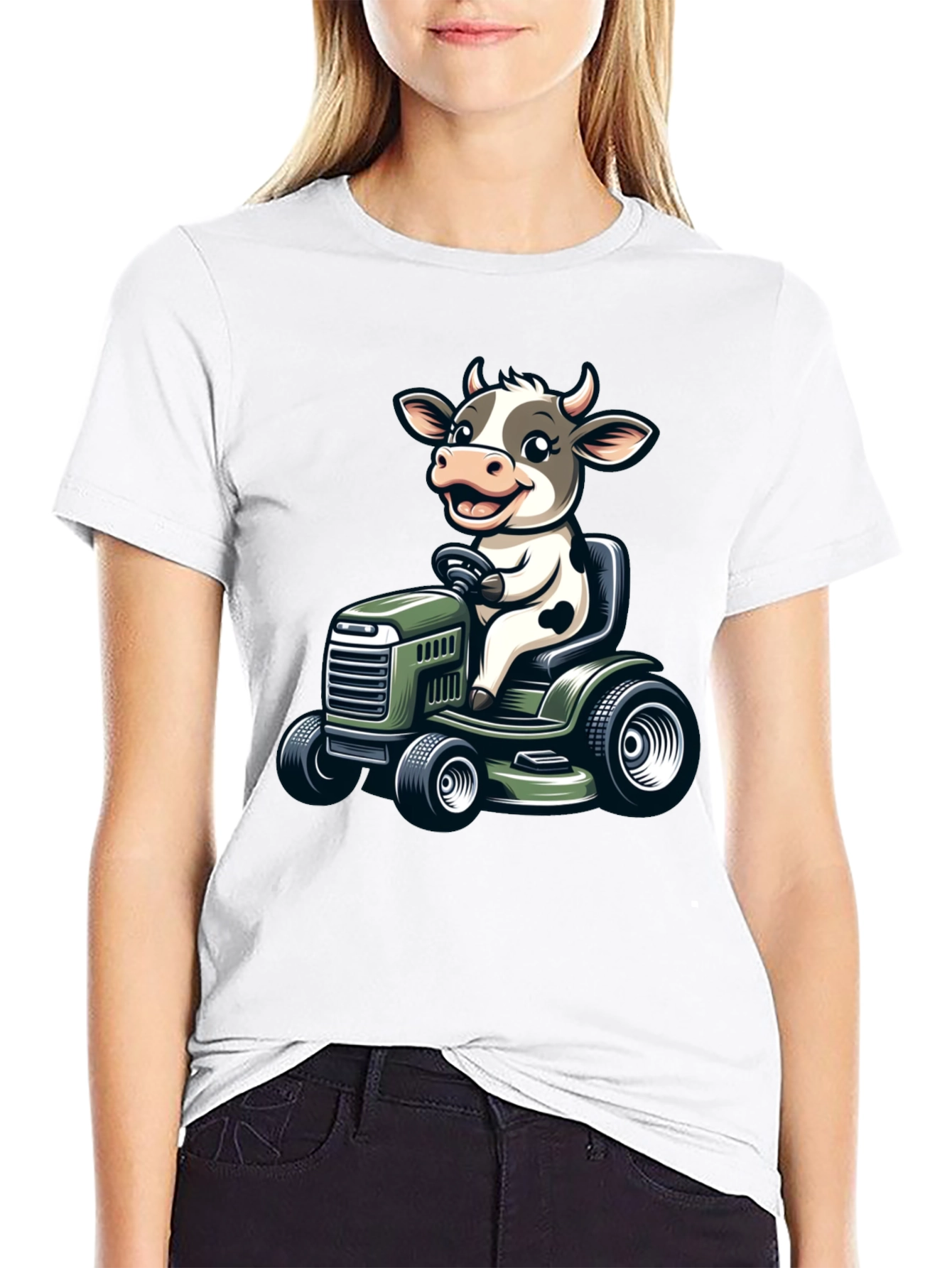 Cow on a Mower T-Shirt - Quirky Graphic Tee