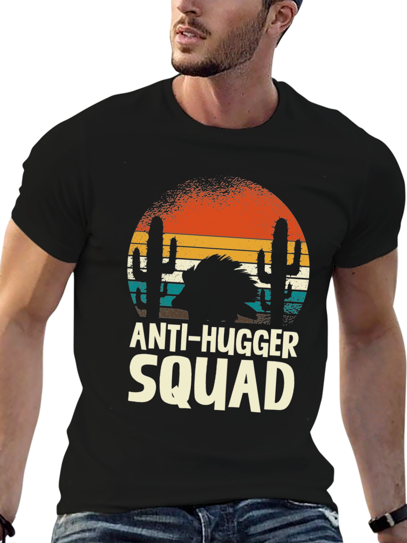 Anti-Hugger Squad Graphic Tee - Desert Sunset Design