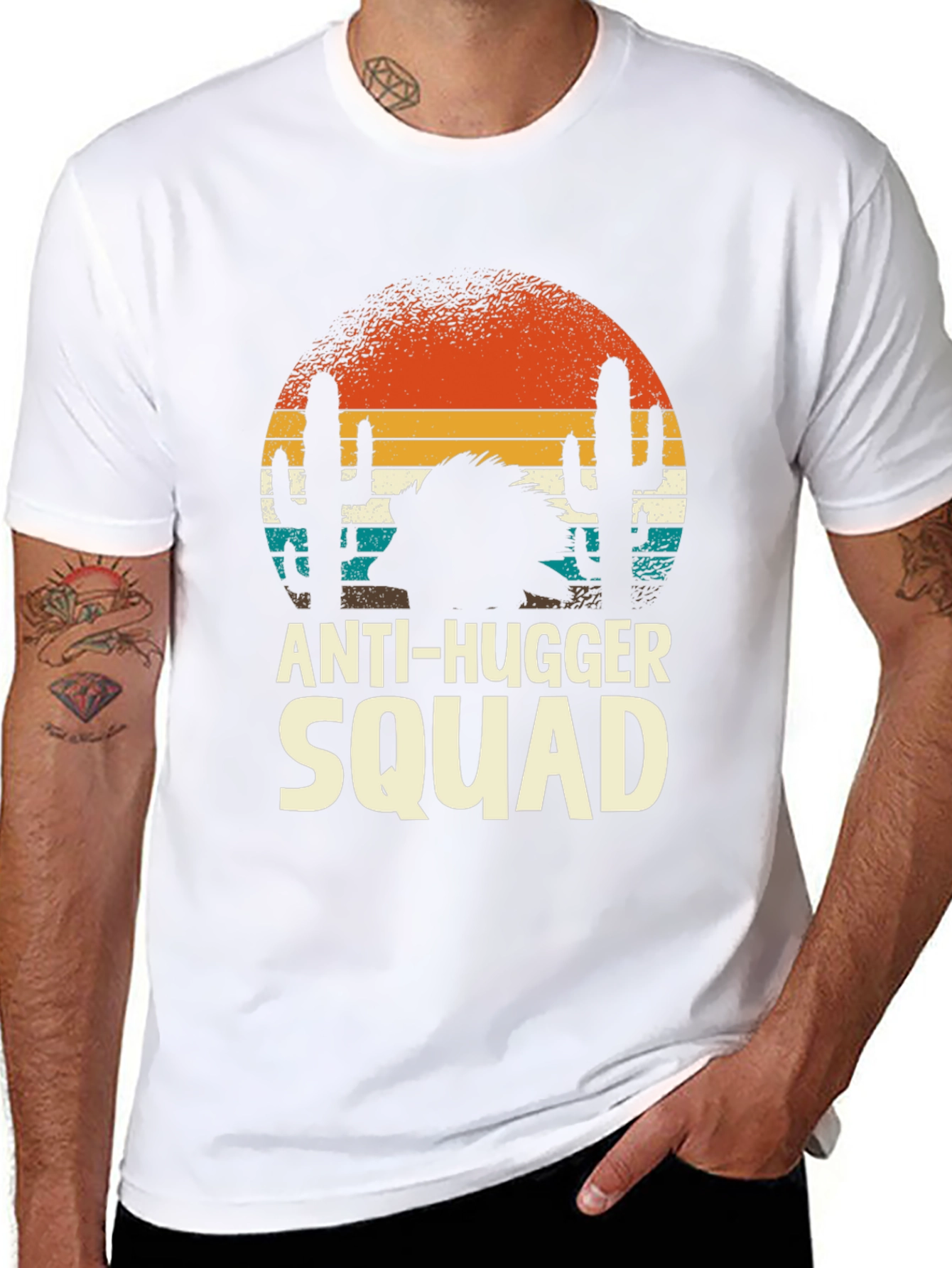 Anti-Hugger Squad Graphic Tee - Desert Sunset Design