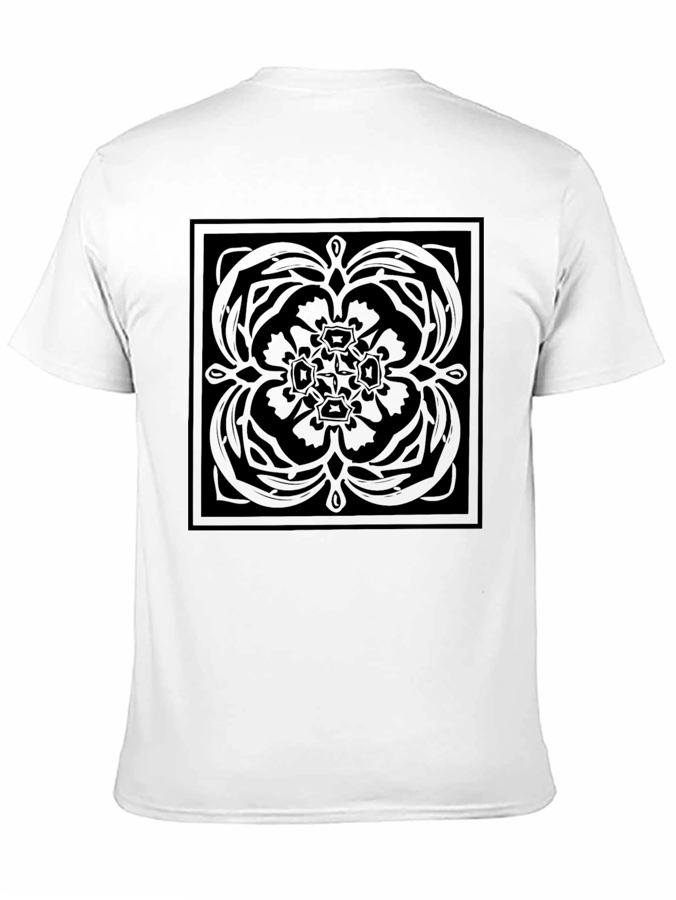 Modern Black Graphic Tee - Square Floral