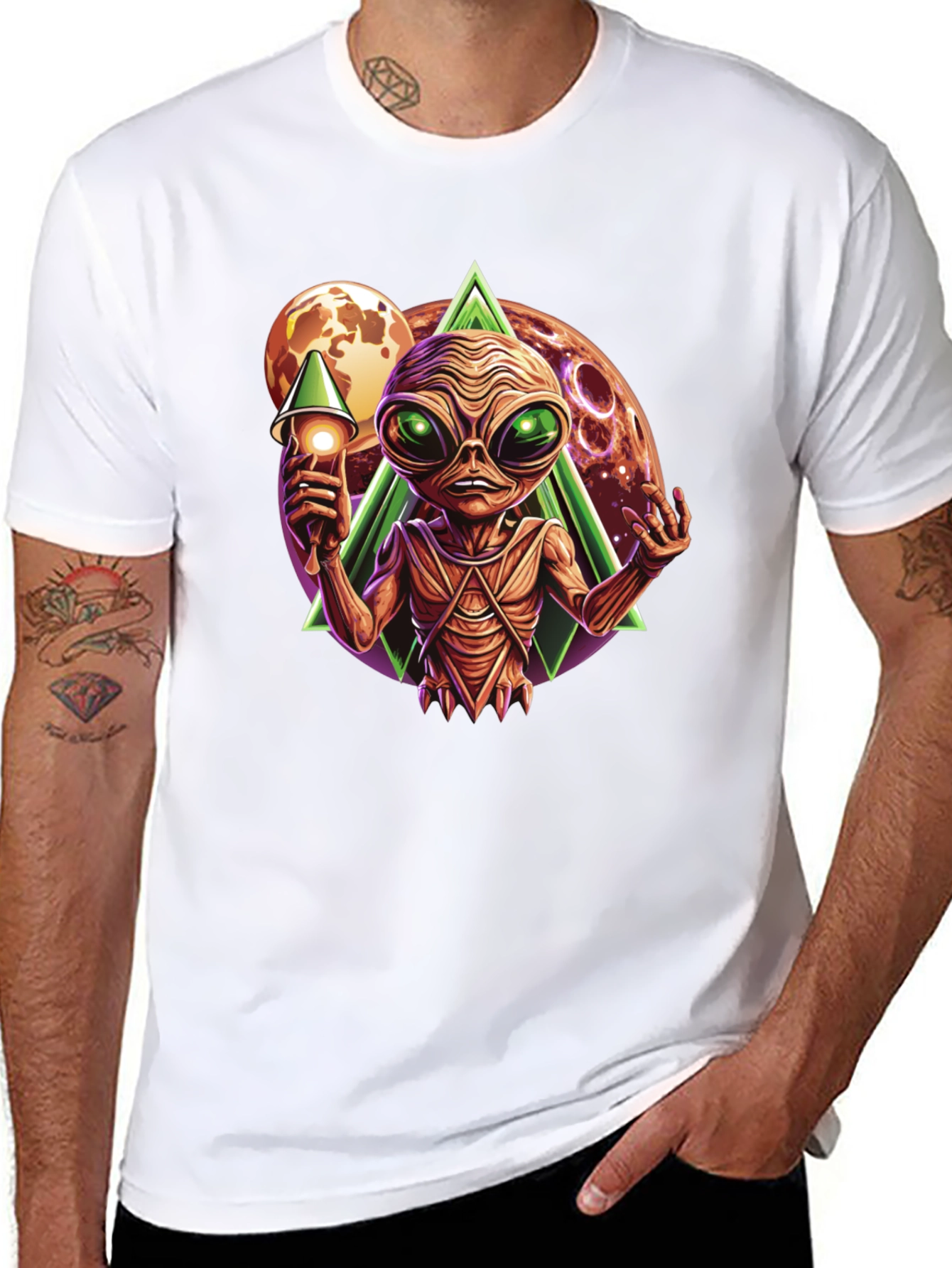 Alien Invasion Graphic Tee - Black Cotton T-Shirt